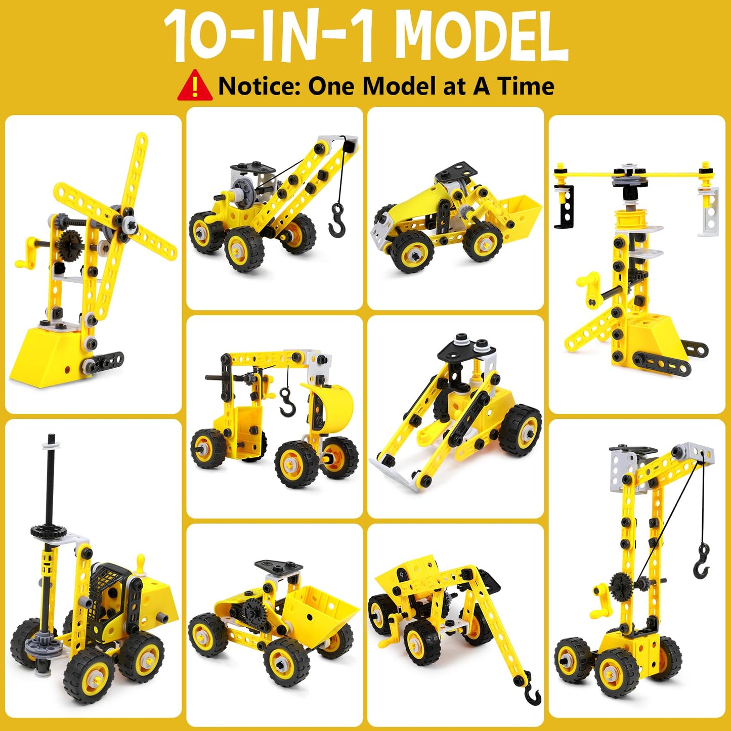 10 in 1 Stem Toys for 5 6 7 8 9+ Year Old Building Block Kit Stem Activities Projects Boy Toys Age 4-8 5-7 6-8 8-10 Creative Set Educational Engineering Excavator Construction Christmas Birthday Gift