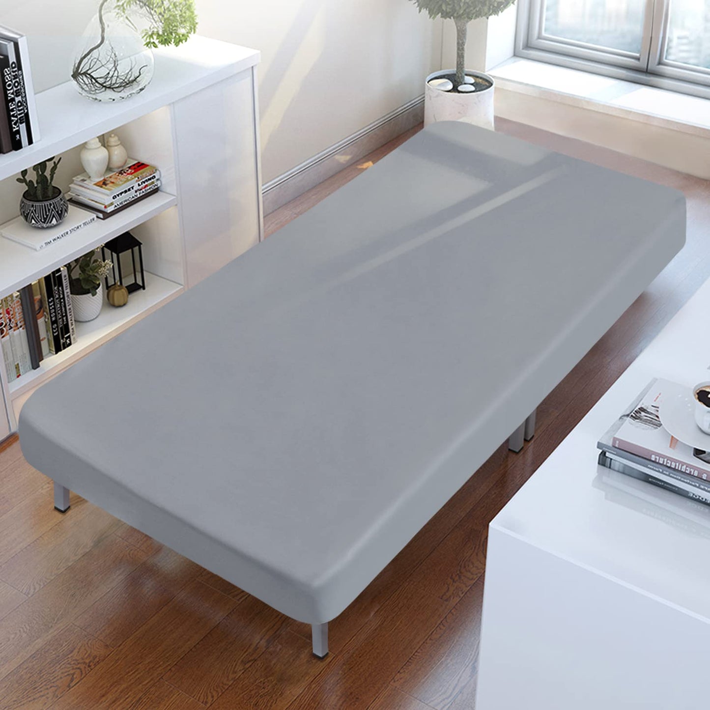 Cot Sheets 31" x 75", 2 Pack Cot Size Sheet Fitted with Narrow Twin/Camp Bunk/Rvs Bunk/Guest Beds/Army Cots/Trifold Mattress, Super Soft Breathable Microfiber Bed Cover, Bottom Sheet, Gray