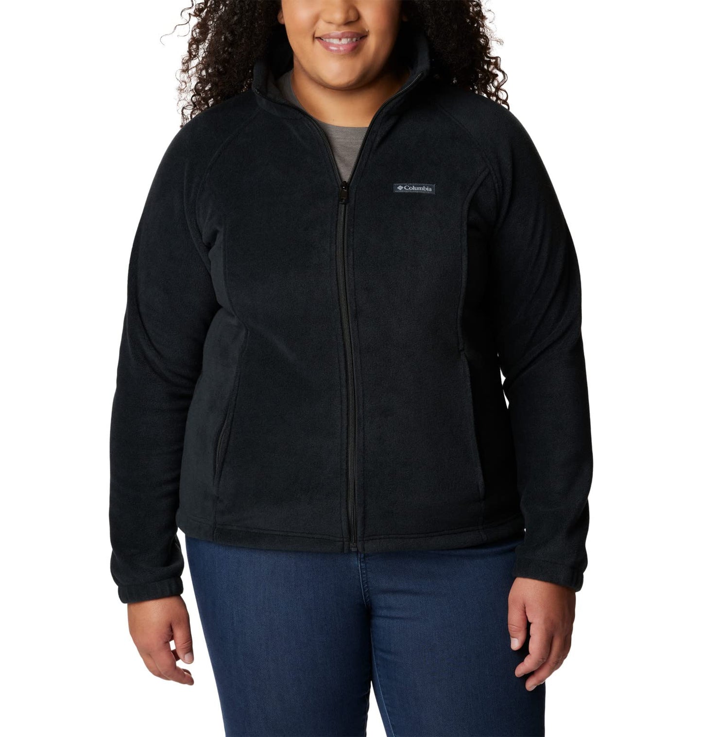 Columbia Women's Benton Springs Full Zip Jacket, Soft Fleece with Classic Fit, Black, 1X