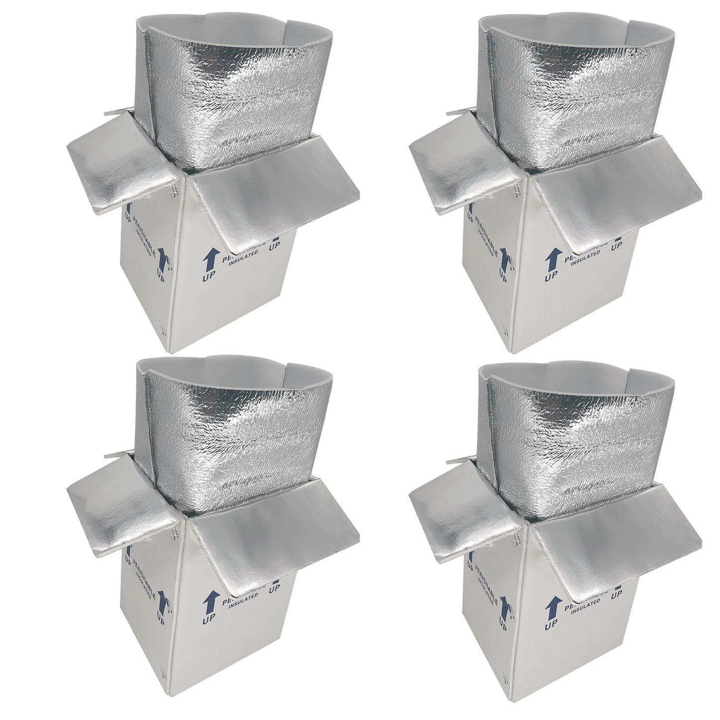 CH-BOX Thermo Chill Double Insulated Carton with Aluminum Foil Foam Bag Liner, 4 Pack 7'' x 6'' x 10'' Small Shipping Box Mailer, Perishable Shipper for Mailing, White (TB7610L-4)