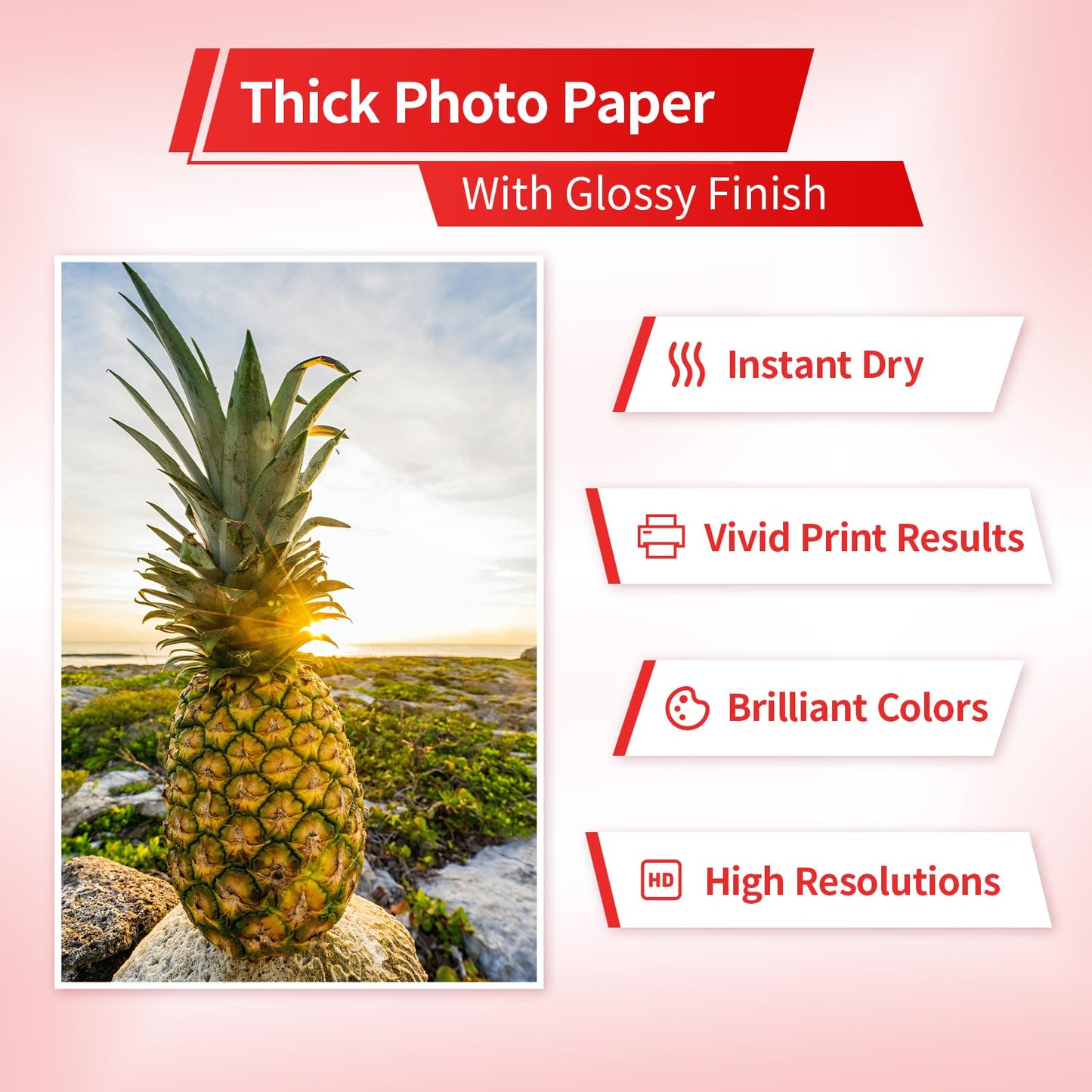 Thick Double Sides Thick Glossy Photo Paper 80LB 8.5x11 inches Heavyweight Cardstock Printer Paper 300gsm 100 Sheets Sample Package,Compatible Inkjet Printer and Dye Ink Elygrap (100)