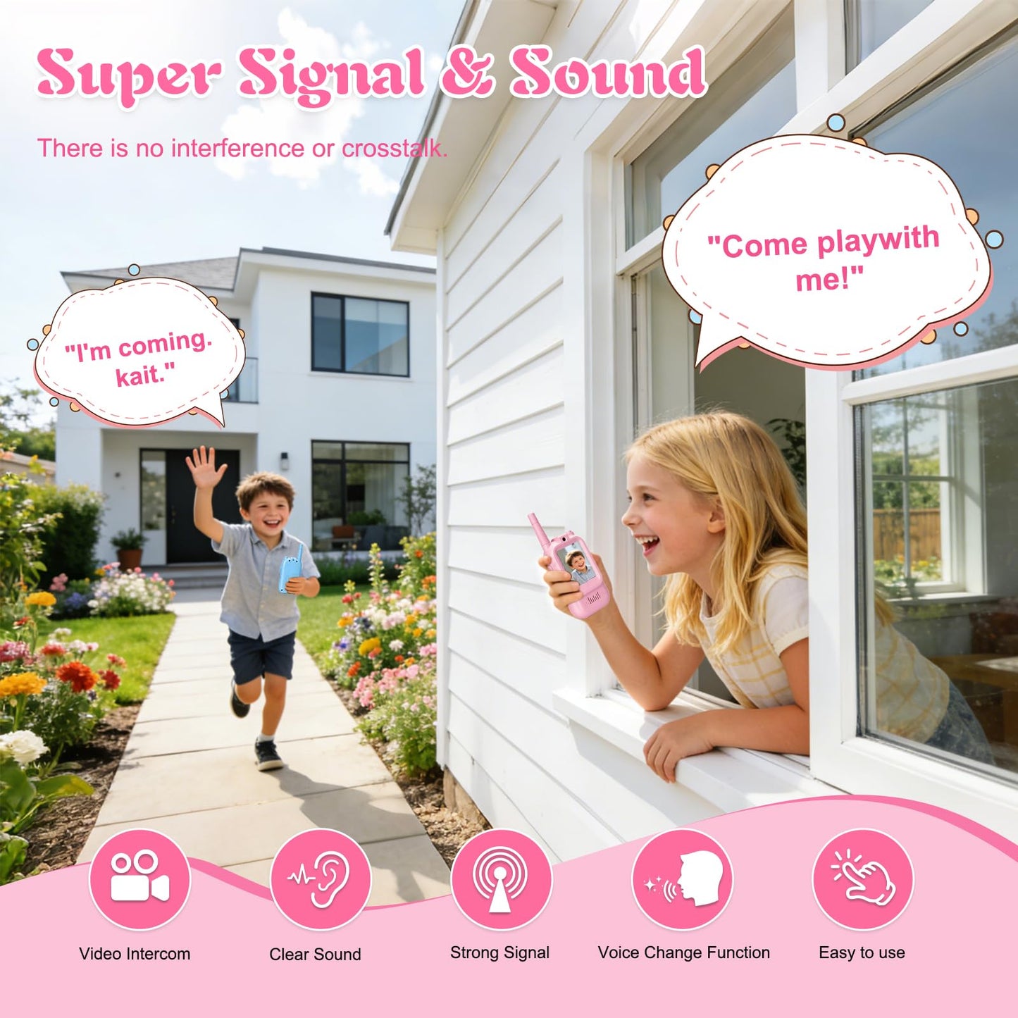 2 Pack Upgraded Video Walkie Talkies for Kids, HD Camera & Clear Voice & 1000 Ft Range, Rechargeable Walkies Talkies with 4 Voice Effects, Birthday Gifts for Boys Girls Indoor Outdoor Activity