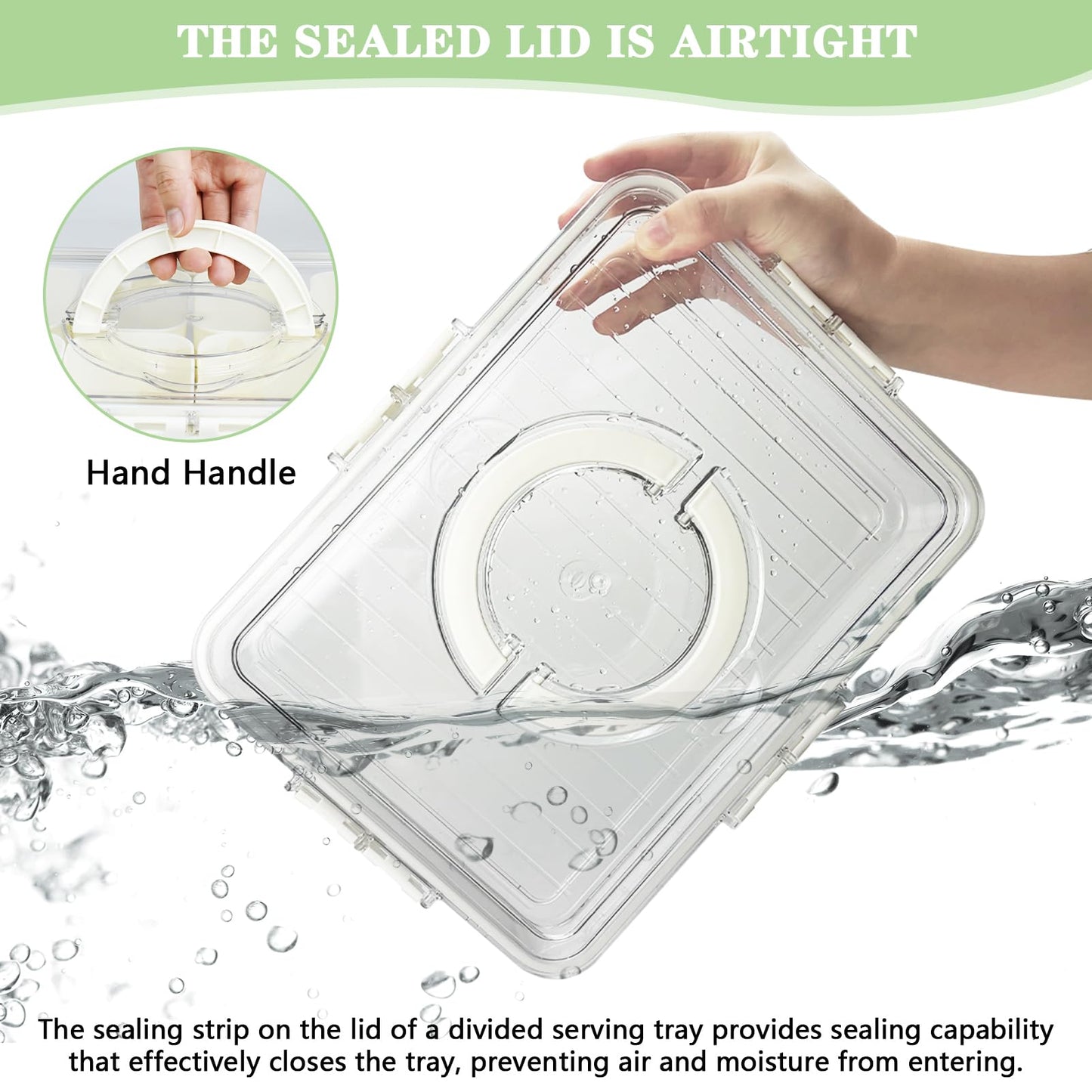 Artcome Sealed Divided Serving Tray with Handle, 8 Compartments, & Carry Bag - Ideal for Organizing and Carrying Snacks and Appetizers - Perfect for Outdoor Dining, Picnics, BBQs, Gatherings & Leisure