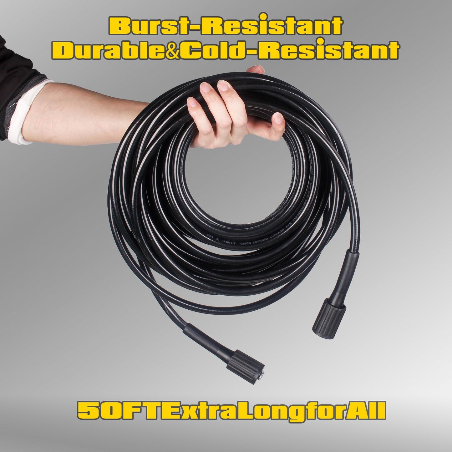 Aceup Energy Pressure Washer Hose 50 FT 1/4" 3200 PSI M22-14mm Brass Fitting Quick Connect, Flexible Replacement Power Washer Hose, Universal Compatible with Ryobi, Troy Bilt, Greenworks, Craftsman
