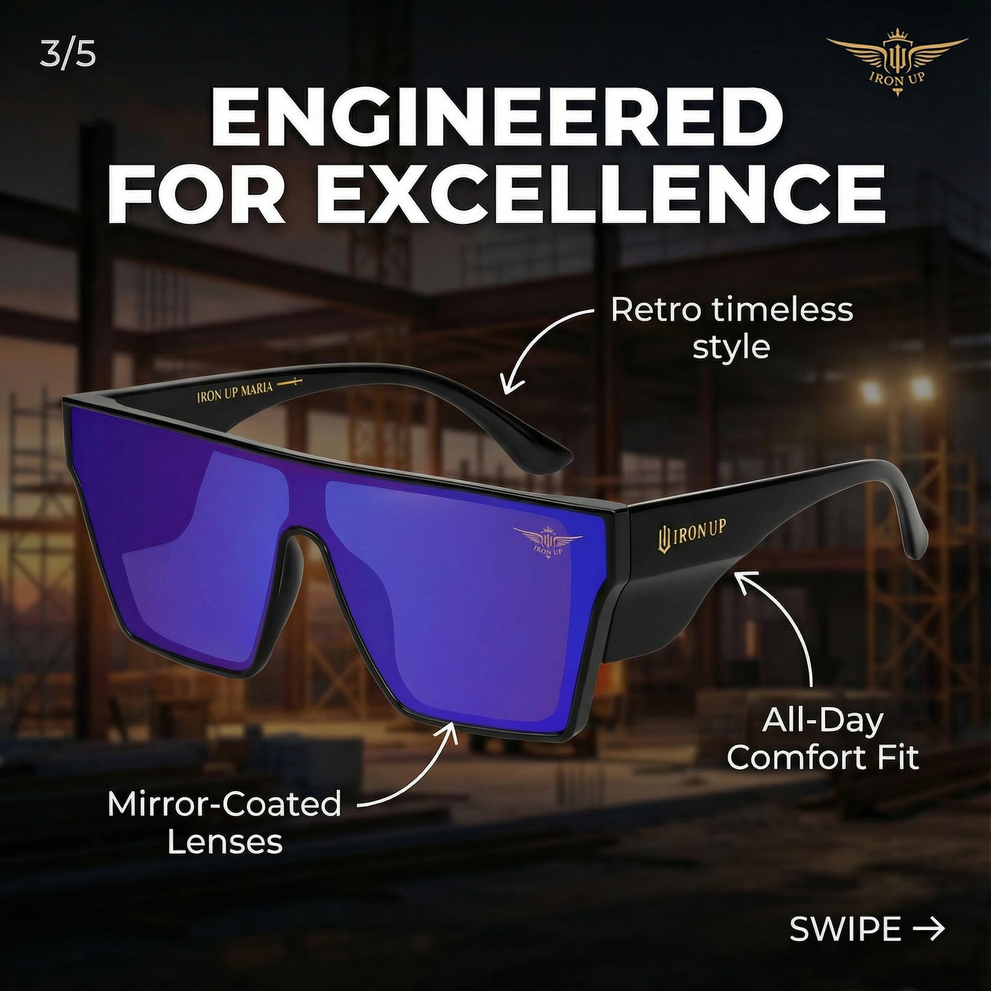 AK-47 Safety Glasses Black Frame (Black Lens)