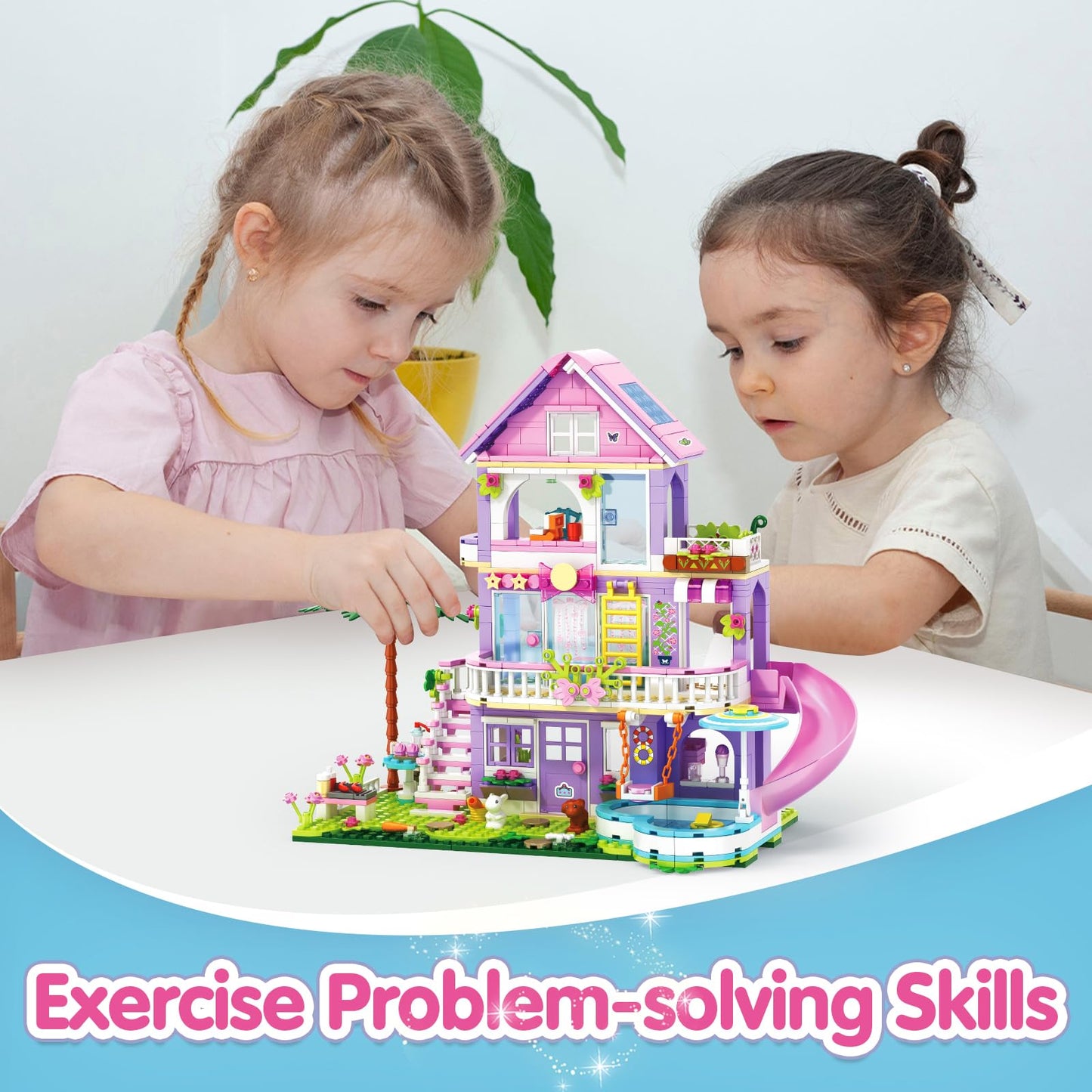 Sitodier Girls Building Blocks Set Toy,689Pcs Garden Villa House Building Set for Girl 6-12 and 8-14,Holidays Cattage Building Toy Nice Xmas Birthday Gift for 6 7 8 9 10 11 12 13 14Years Kids Girls
