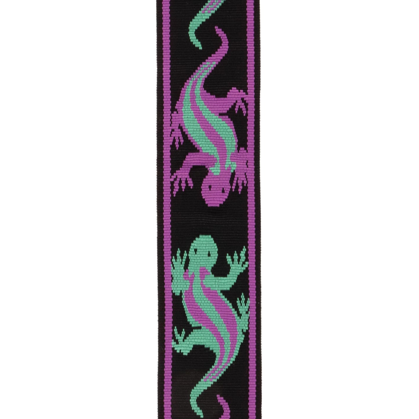 D'Addario Auto Lock Guitar Strap - Acoustic & Electric Guitar Accessories - Easy to Use Auto Locking Guitar Straps - Uses Existing Guitar Strap Buttons - Vintage Lizard, Green & Pink