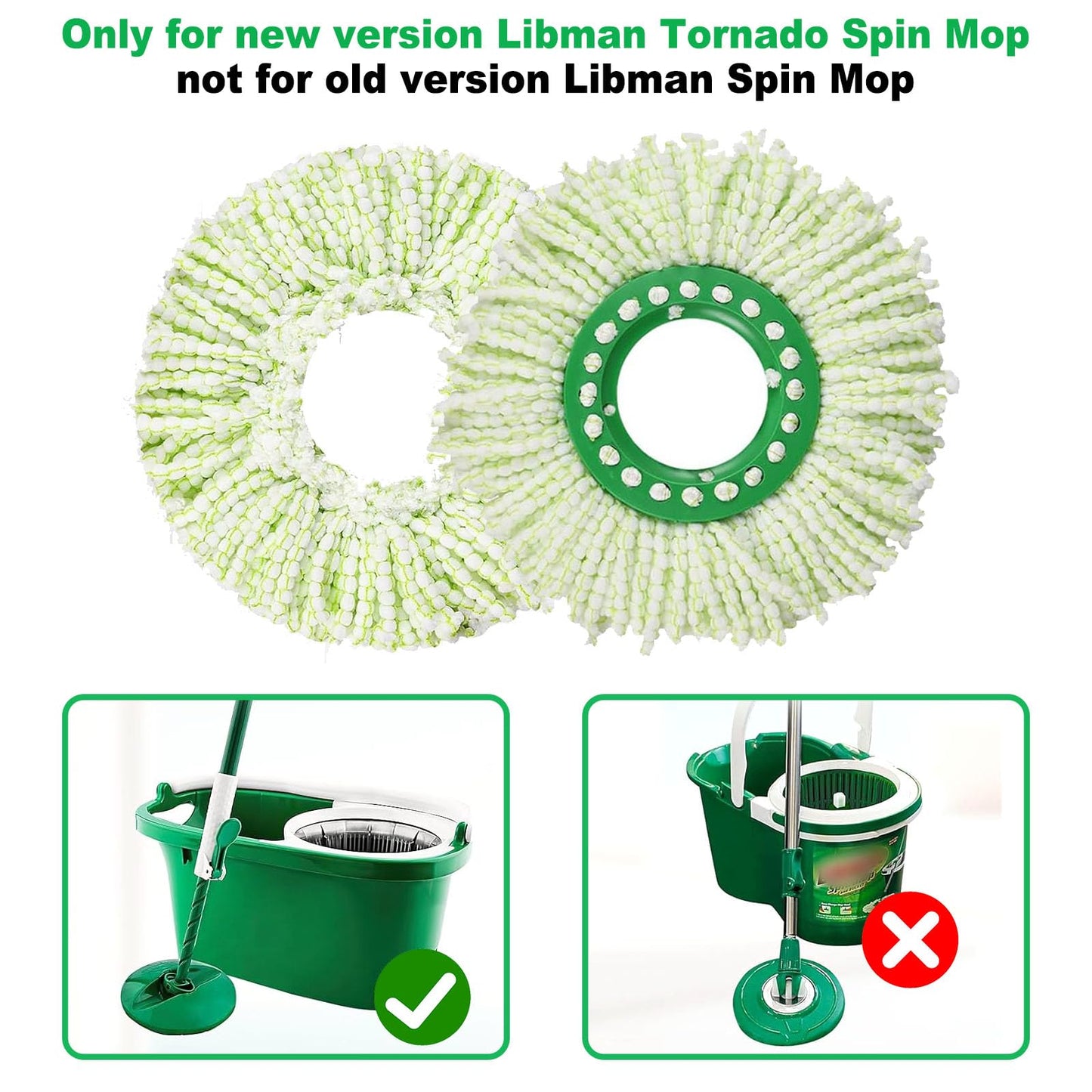 6 Pack 14" Spin Mop Replacement Head for Libman Tornado Spin Mop System, Microfiber Round Spin Mop Refills for Libman Mop Head Replacement