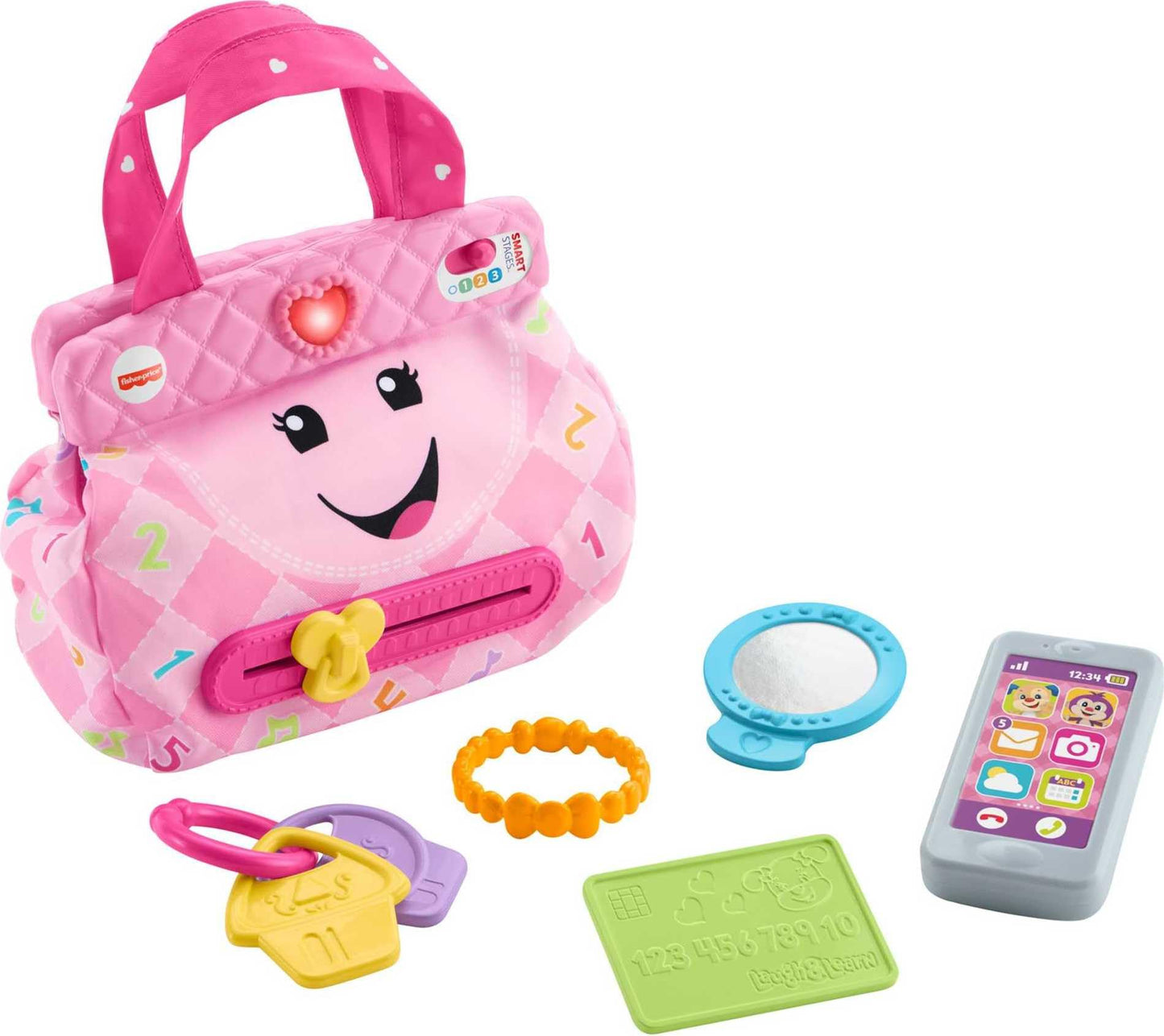 Fisher-Price Baby & Toddler Toy Laugh & Learn My Smart Purse with Lights, Learning Songs & 5 Accessories for Infants Ages 6+ Months