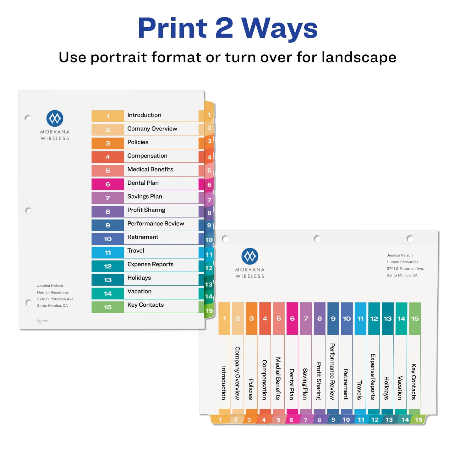 Avery Ready Index Table of Contents Dividers, 15-Tab, Multi-Color, 6 Sets (11197)