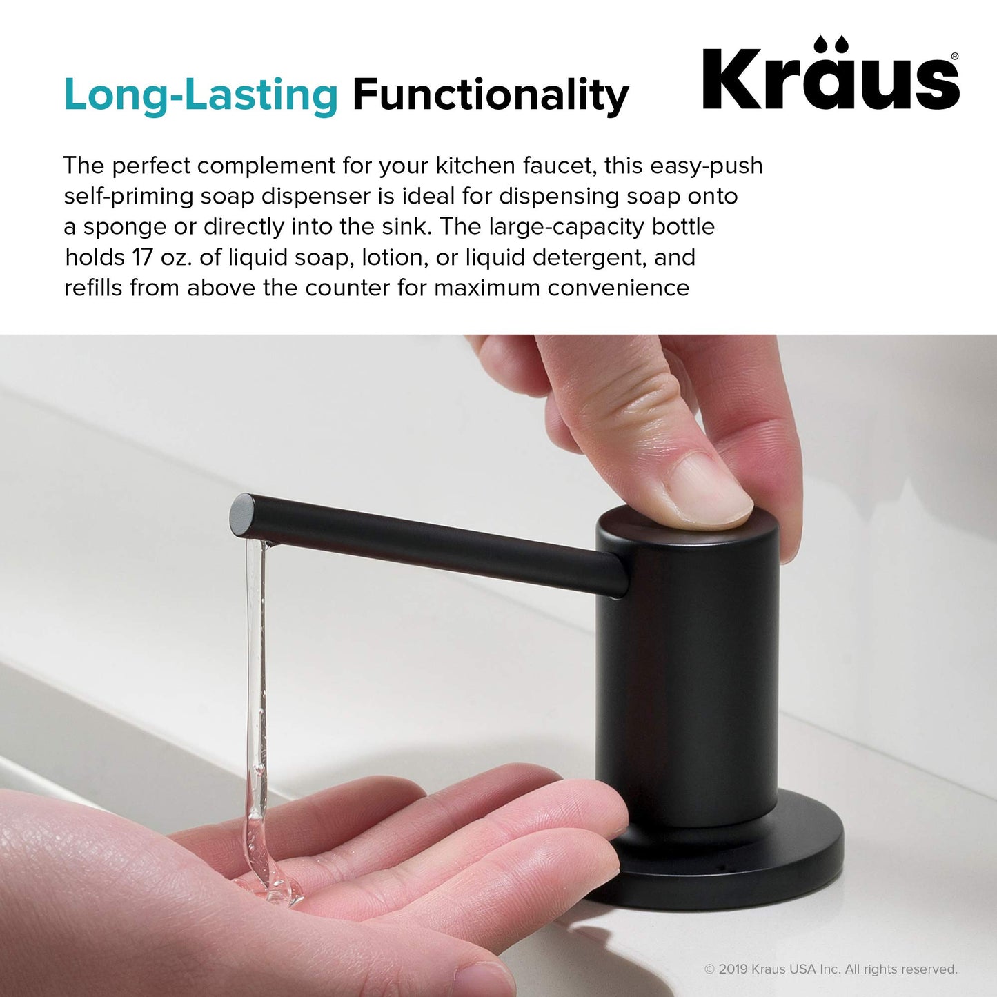 KRAUS Kitchen Soap and Lotion Dispenser in Matte Black, KSD-43MB