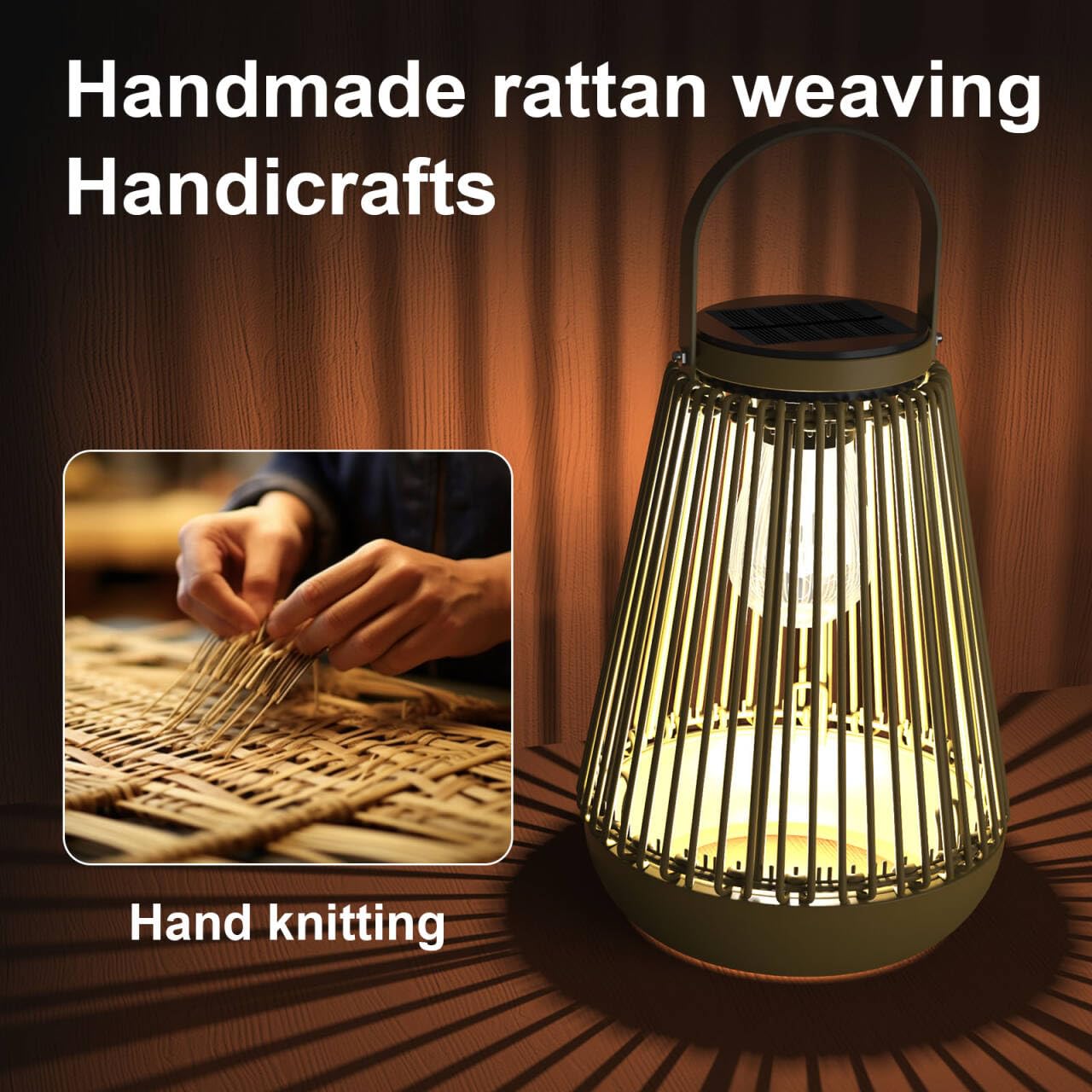 Solar Lanterns Outdoor,Solarbaby Solar Lanterns for Outdoor Decoration with LED Bulb,IP65 Waterproof Hand-Knitted Hanging Lanterns Solare Lights for Lawn Terrace Balcony Decoration,Pack of 2