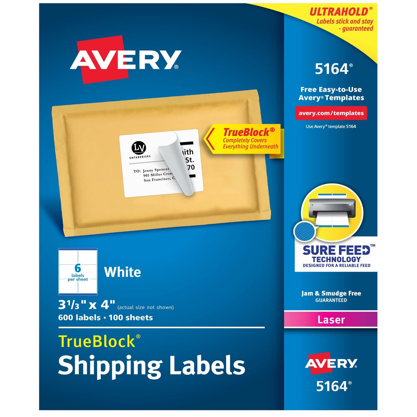 TrueBlock(R) Shipping Labels with Sure Feed(TM), 600/BX