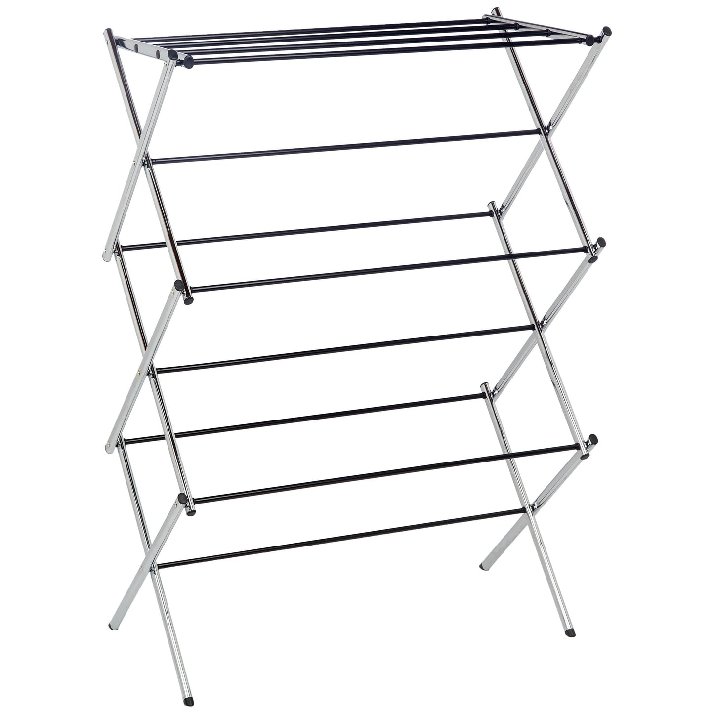 Amazon Basics Foldable Portable Laundry Drying Rack for Indoor Air Drying Clothing, 29.4 x 14.8 x 41.9 inches (LxWxH), Chrome Silver