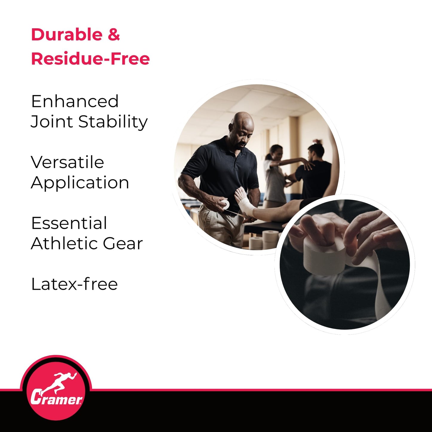 Cramer 950 Premium White Athletic Tape, Bulk Case of Rolls, 1.5" X 15 Yard, 32 Rolls