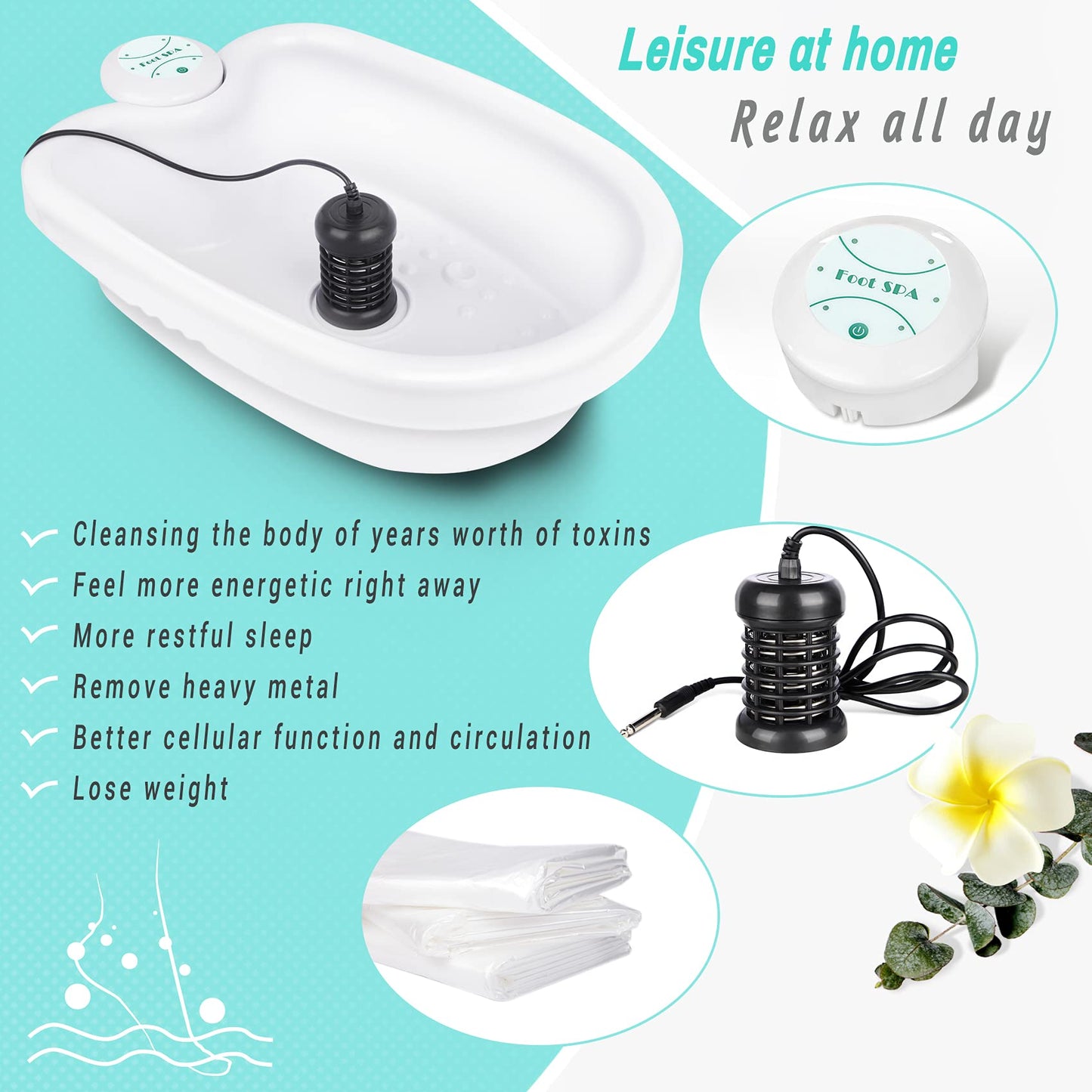 BOEE Ionic Foot Bath Machine With Foot File, Ion Cleanse Detox Bath for Home Use, Regain Vitality and Own Extra Smooth & Beauty Foot