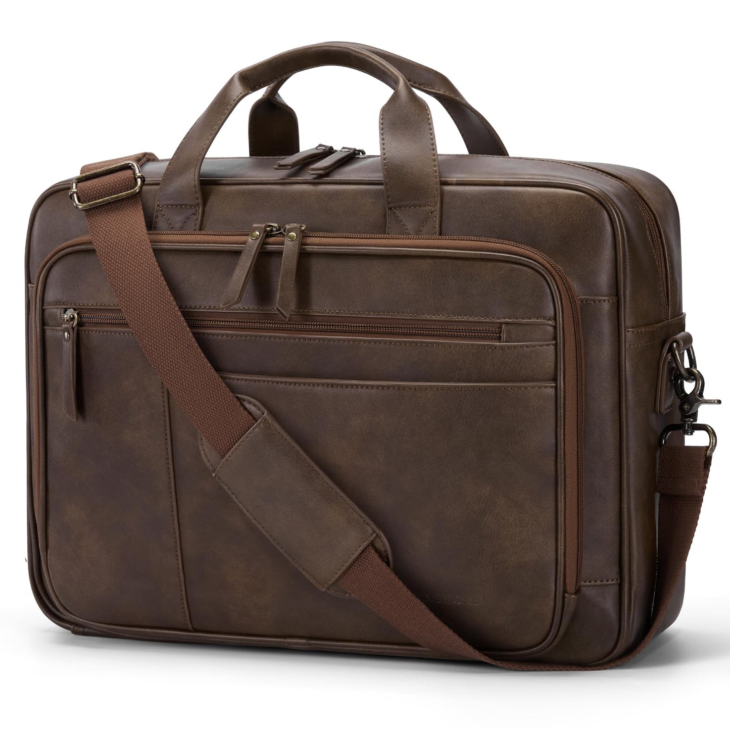 RAINSMORE Messenger Bag for Men 16 Inch Laptop Bag Vintage Leather Laptop Bag Waterproof Computer Briefcase Retro Satchel Bag Brown