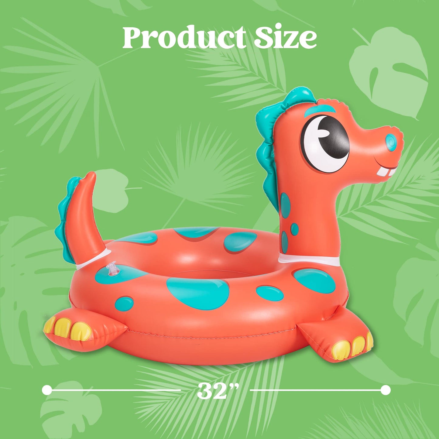 32" 3 Pack Inflatable Pool Tubes Pool Floats, Dinosaur & Sea Turtle & Dolphin Swimming Rings for Kids Swimming Pool Beach Summer Water Float Party Outdoor