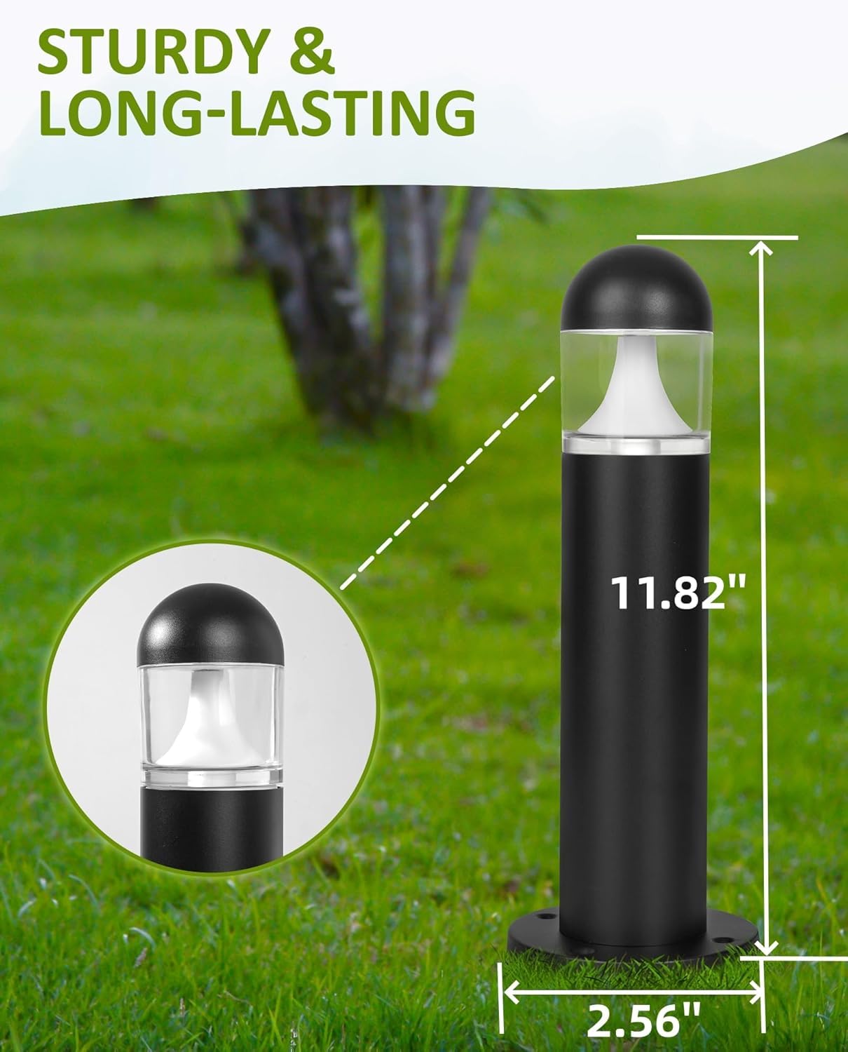MOON-DE-AGE Low Voltage Landscape Pathway Lights, 12V LED Bollard Light IP67 Waterproof, Outdoor Driveway Walkway Wired Lights (Included Connector) - Yard Garden Lawn,2700K Warm White, 2 Pack