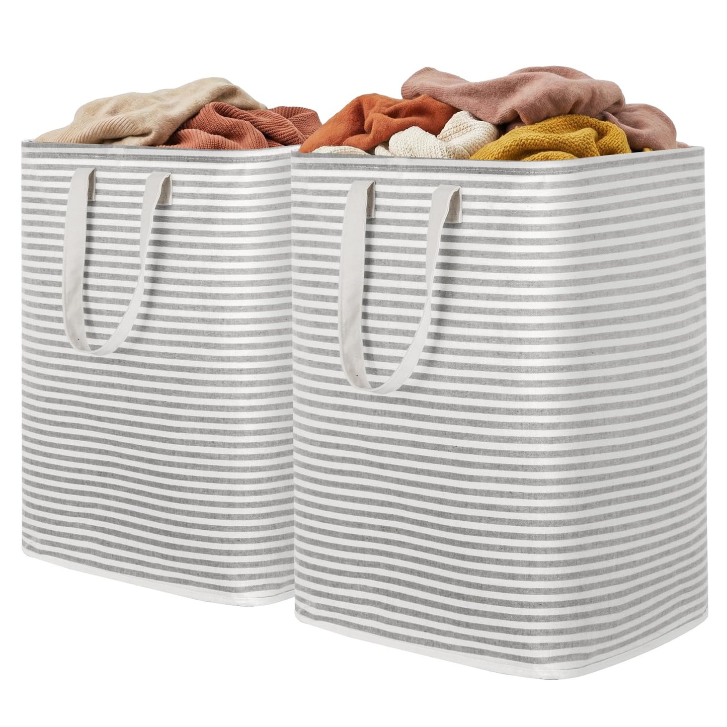 Lifewit 2-Pack 90L Freestanding Laundry Hamper, Large Collapsible Laundry Baskets with Easy Carry Extended Handles, Waterproof Clothes Hamper in Bedroom, Bathroom, Laundry Room, College Dorm, Grey