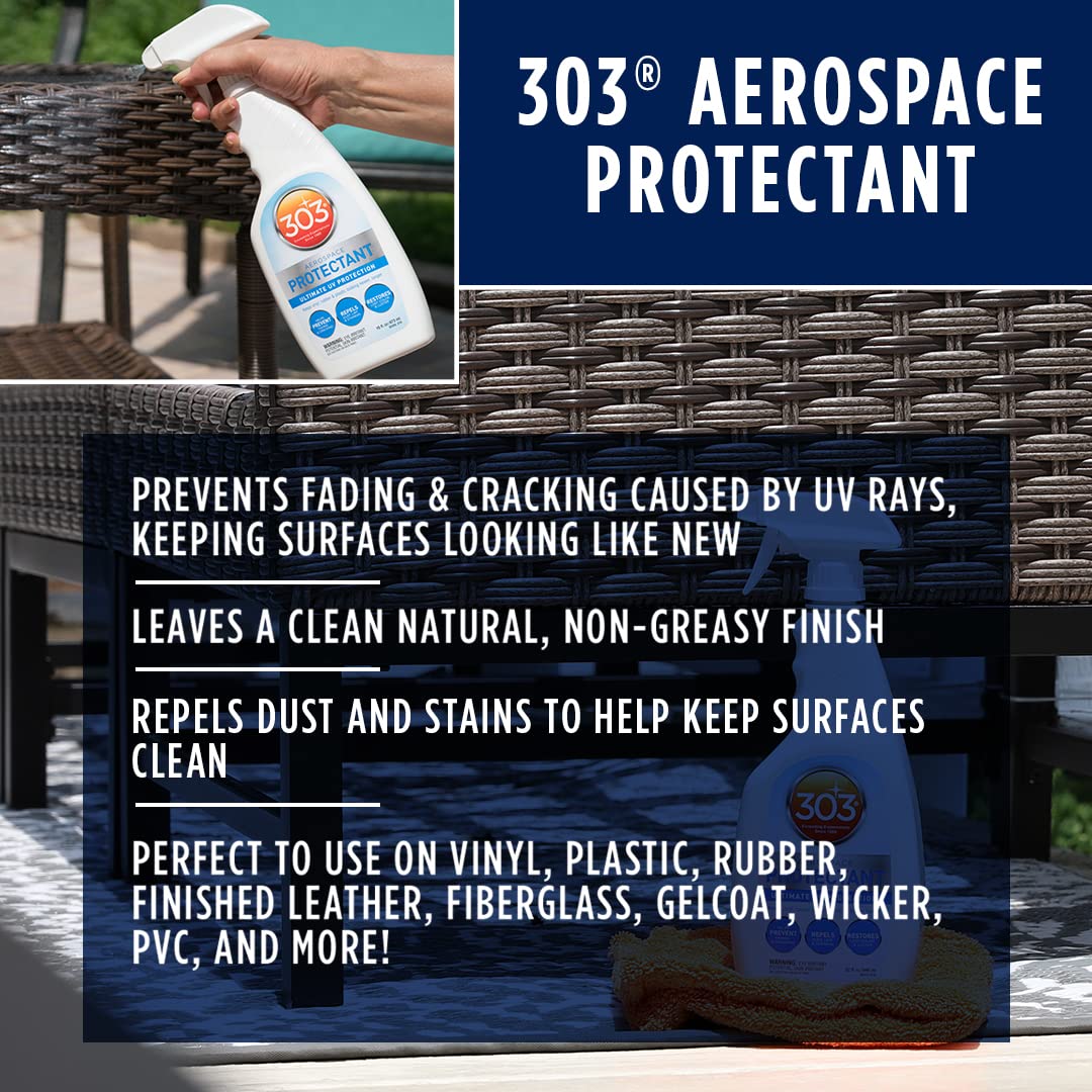 303 Products Aerospace Protectant Spray, UV Protection, Repels Dust, Dirt, & Staining, Matte Finish, Restores Like-New Appearance, Outdoor Cleaning Supplies 946mL (130313)