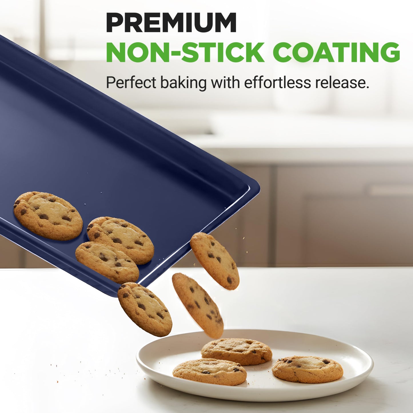 NutriChef Extra Large Cookie Sheet - Nonstick Carbon Steel Baking Tray for Easy Food Release, Professional Quality, Durable and Reliable Kitchen Essential