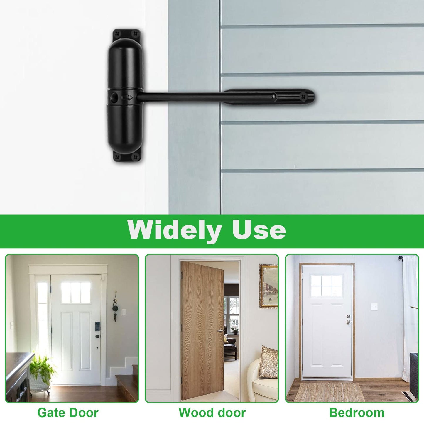JMIATRY 2PCS Automatic Door Closer Residential, Black, Zinc Alloy, Soft Closer for Home, Left/Right Hand, Max Load 150 lbs