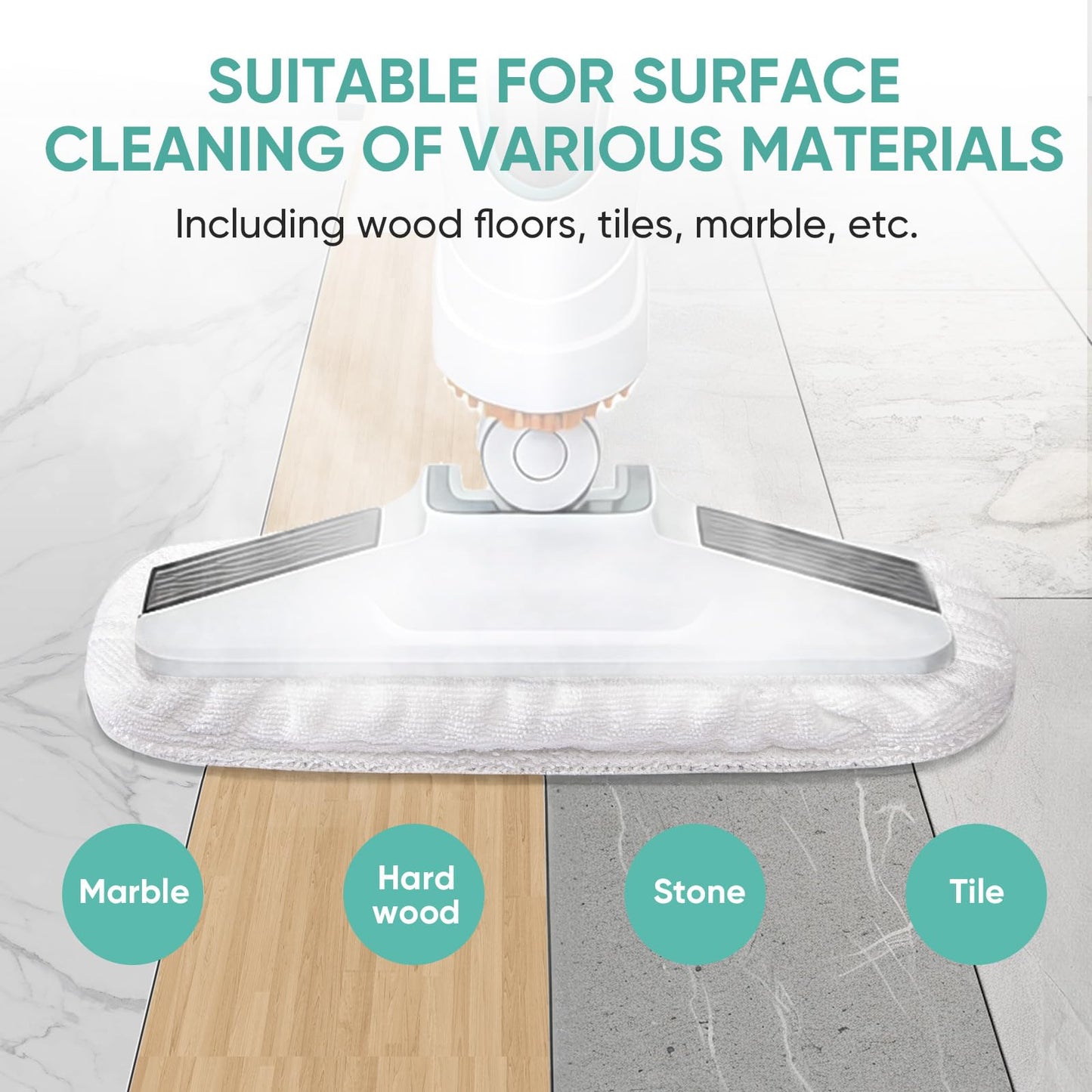 BIHARNT 6 Pack SMP01 Microfiber & Washable Steam Mop Pads Compatible with Kenmore SM2060 S200 Series Floor Cleaning Steam Mop (White)
