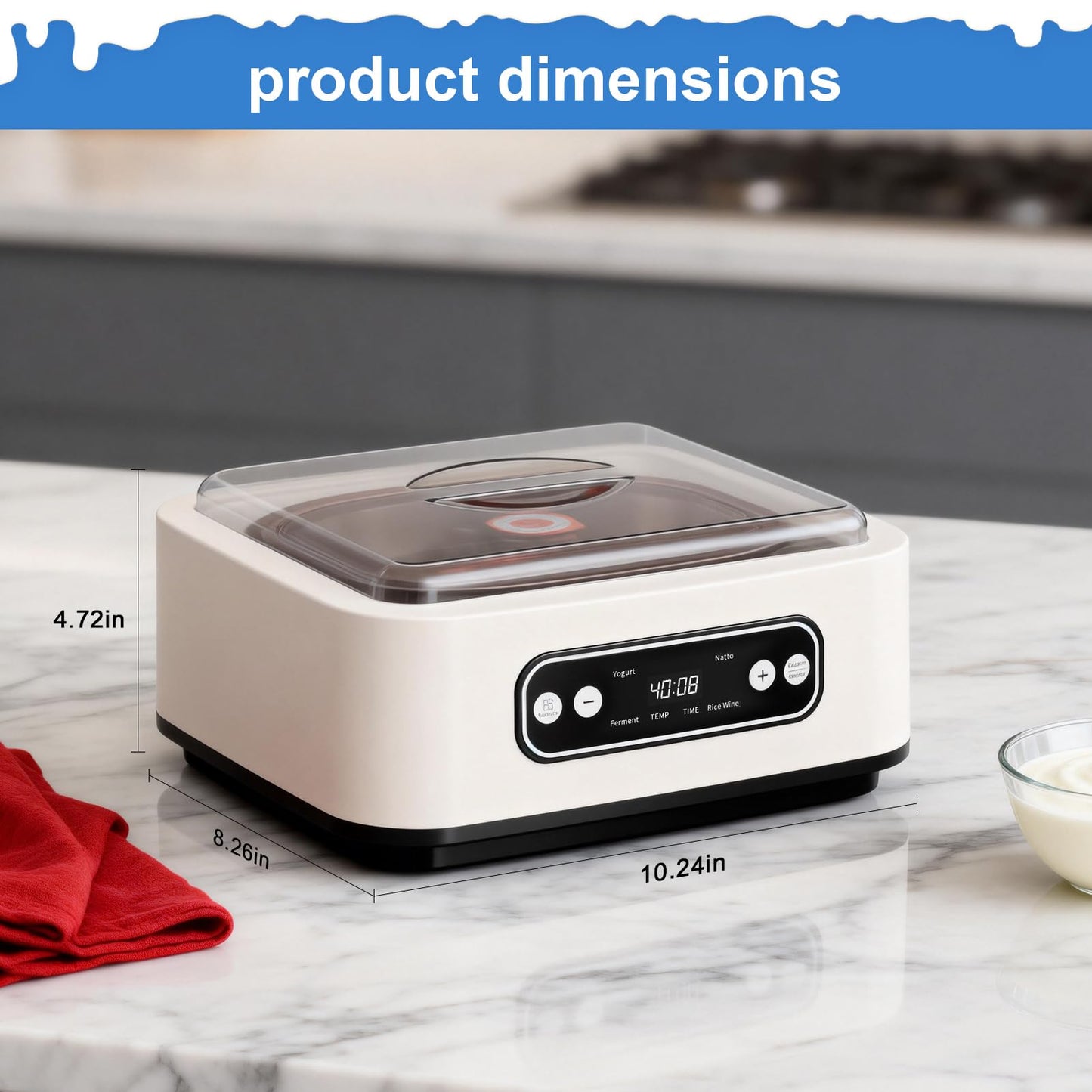 DiDimo Yogurt Maker with Adjustable Temp & Timer, 1.6L Stainless Steel Greek Yogurt Machine, Automatic Natto Maker Rice Wine Fermenter, 1.7QT Large Digital Display Pot for Family (BPA-Free)