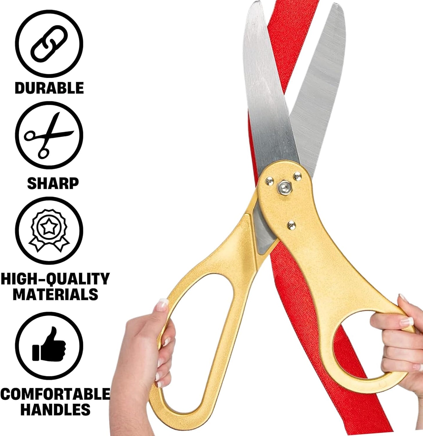 50.8 cm Gold Scissors for Grand Opening – Heavy Duty Gold Giants Ribbon Cutting Scissors for Special Events Inaugurations and Ceremonies