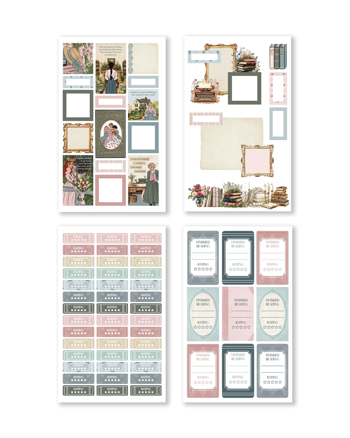 Rongrong Bookworm 5 Sticker Book for Planners, Calendars and Journals – Premium Quality Hand Drawn Perfect for Book Lovers – Scrapbook Accessories – 24 Pages