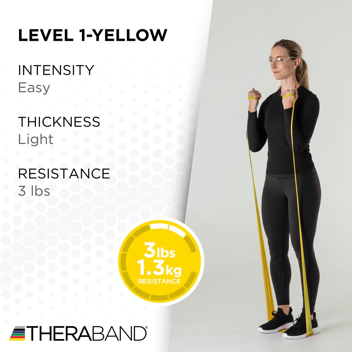 TheraBand Resistance Band 50 Yard Roll, Thin Yellow Non-Latex Professional Elastic Bands for Upper & Lower Body Exercise, Physical Therapy, Pilates, & Rehab, Dispenser Box, Beginner Level 2