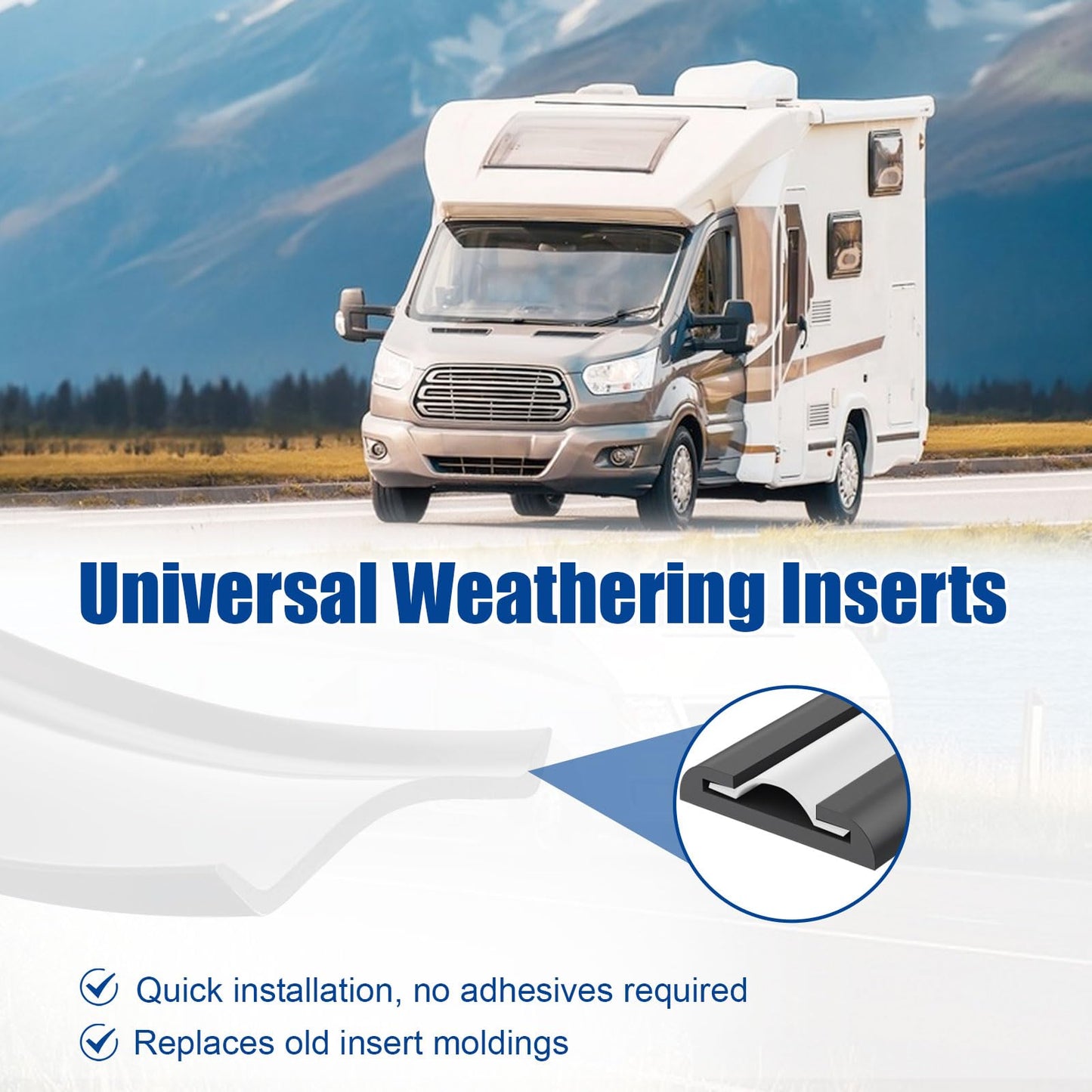 1" RV Vinyl Trim Molding Insert (100 ft), Heavy Duty RV Camper Travel Trailer Screw Cover, Gutter Corner & Roof Edge Track for RV Camper Travel Trailer, Durable Outside Seam Channel, White