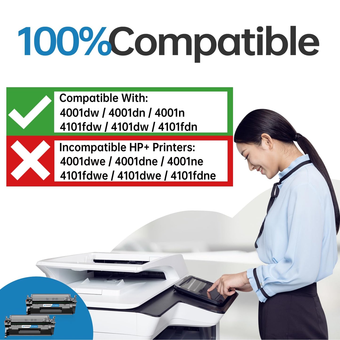 (New CHIP) Gotoners 148A Compatible Toner for HP 148A W1480A 148X W1480X, Work with HP Laserjet Pro 4001dw 4001dn 4001n MFP 4101fdw 4101dw 4101fdn Printer Ink (2 Pack)