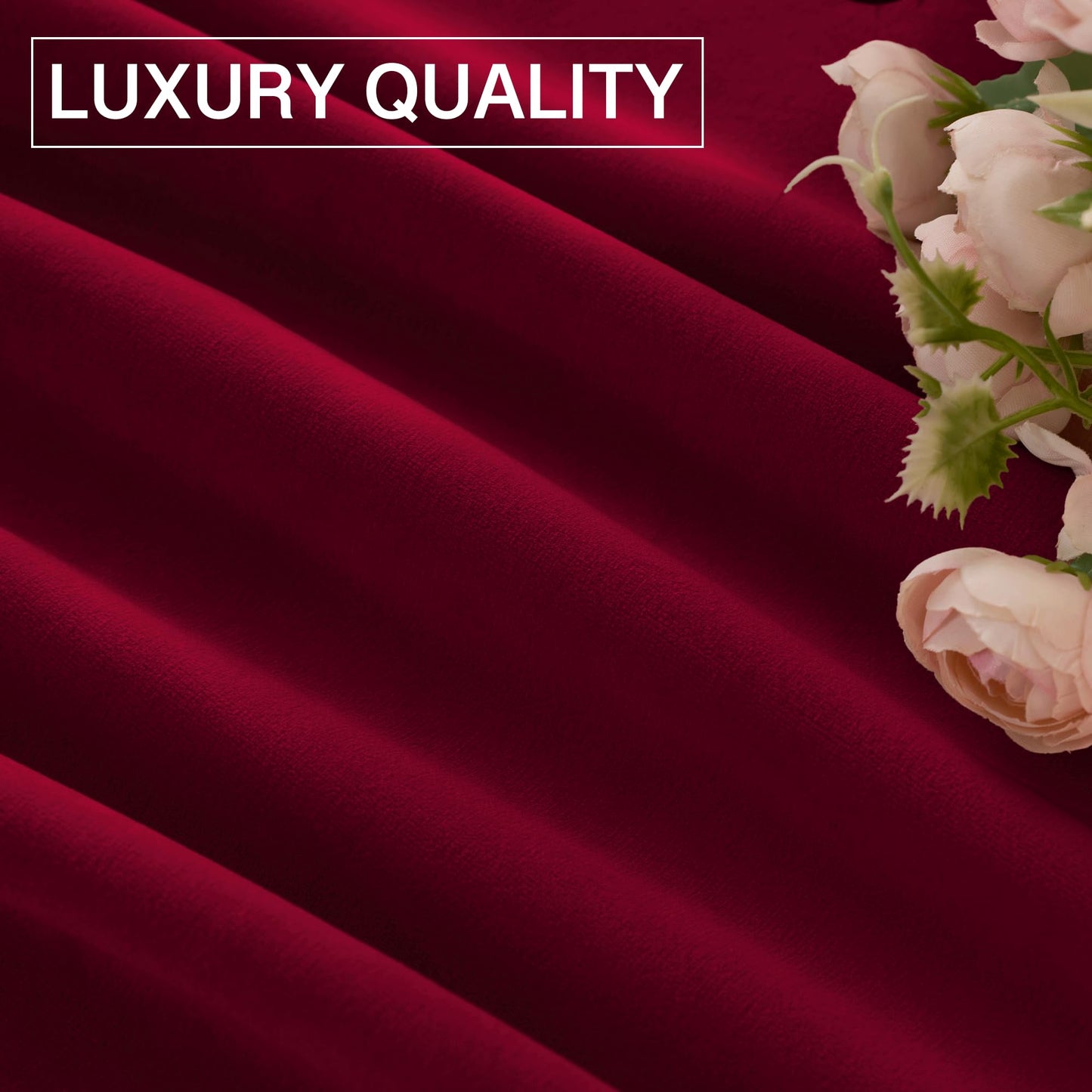 StangH Christmas Red Velvet Curtains 96-inch - Heavy-Duty Large Window Room Darkening Privacy Enhancing Panels for Home Theater/Film Room/Stage, Red, 52 x 96 inches, 2 Panels