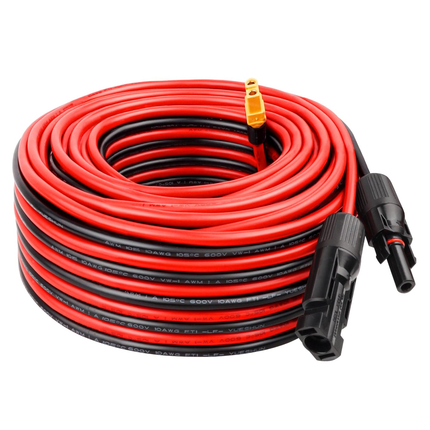 MOOKEERF Solar to XT60 Extension Cable 10AWG 50FT Solar Connector to XT60 Adapter Cable for Portable Power Station Battery Pack