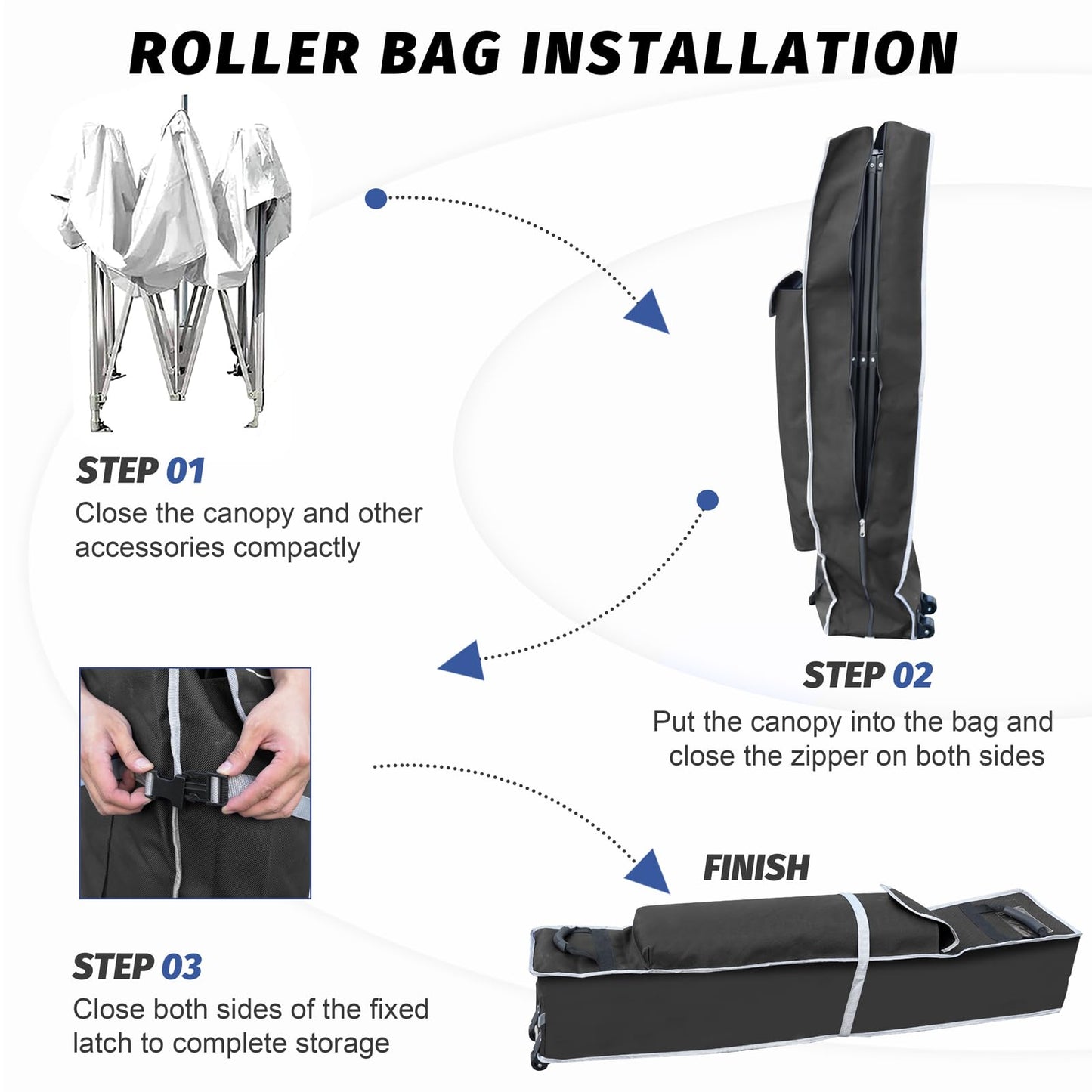 KAMPKEEPER Canopy Bag Replacement, Wheeled Tent Storage Bags for 10x10 Pop Up Shelters and Canopy Tents, 1680D Waterproof Oxford Fabric Replacement Parts (Black, 62.5inch)