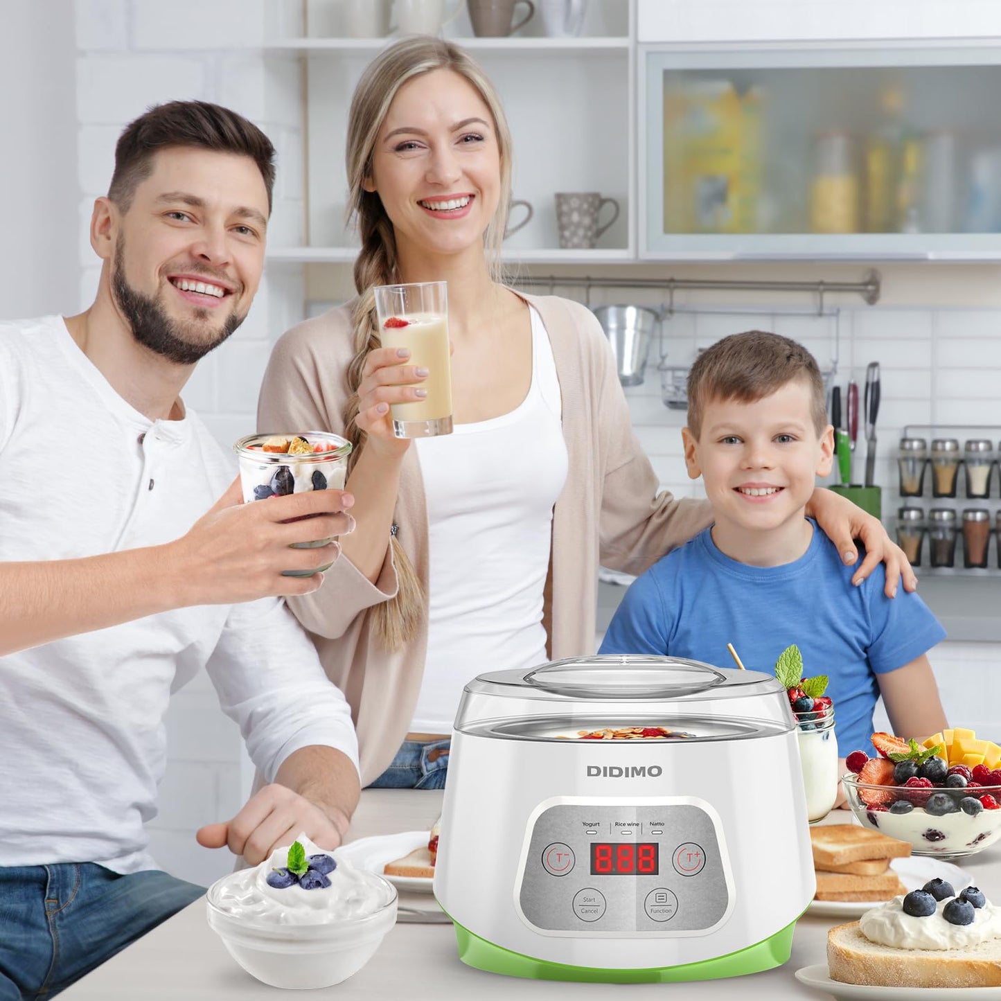 DiDimo Yogurt Maker, 1.3L Yogurt Maker Machine with Stainless Steel Bowl, Electric Greek Yogurt Machine for Natto, Rice Wine, Timer, Constant Temp, Homemade Yogurt Container for Home Kitchen