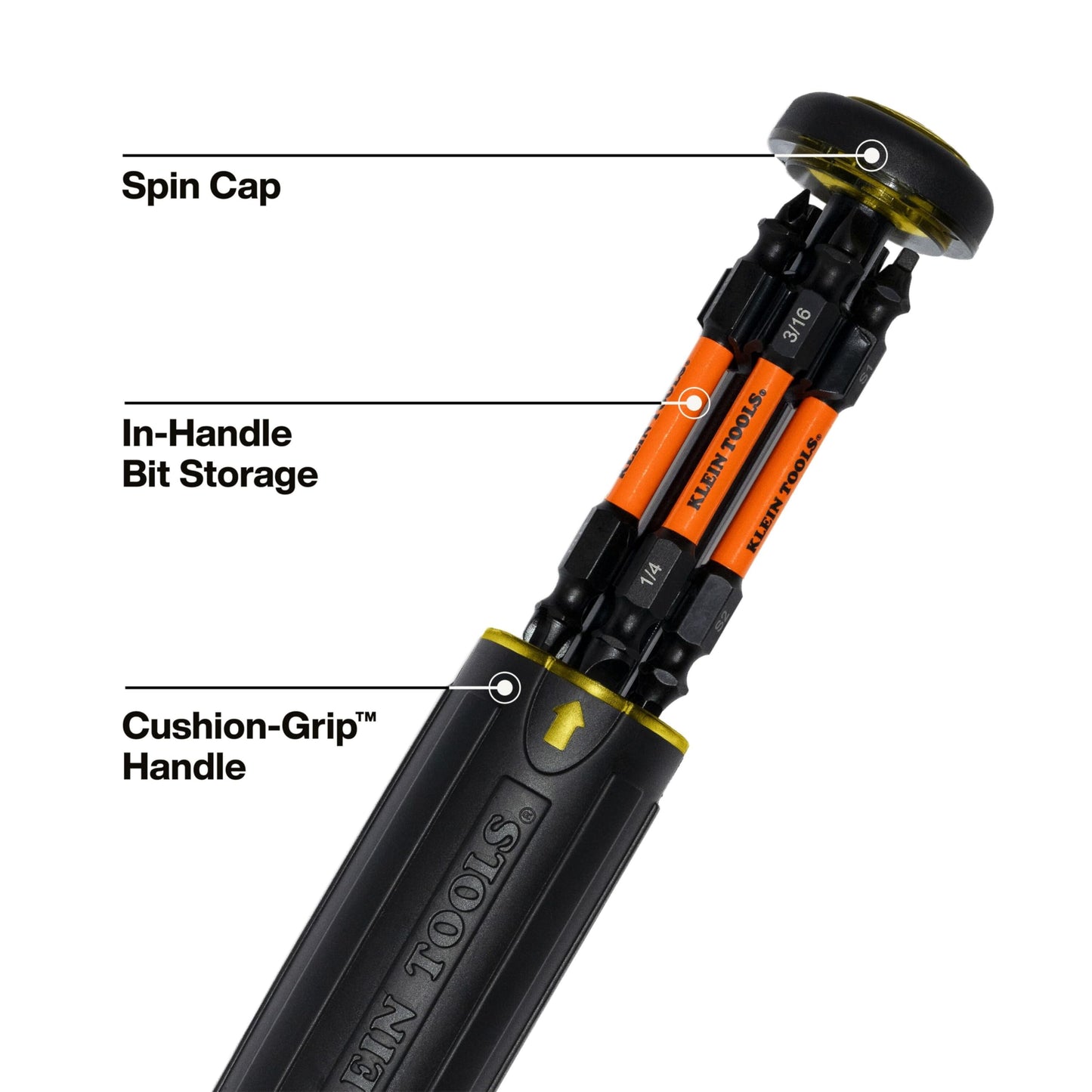 Klein Tools 32315HD 15-in-1 Multi-Bit Ratcheting Screwdriver, Impact-Rated, 7 Double-Ended Proflex Torsion Zone Tips, 1/4-Inch Nut Driver, 8-Piece