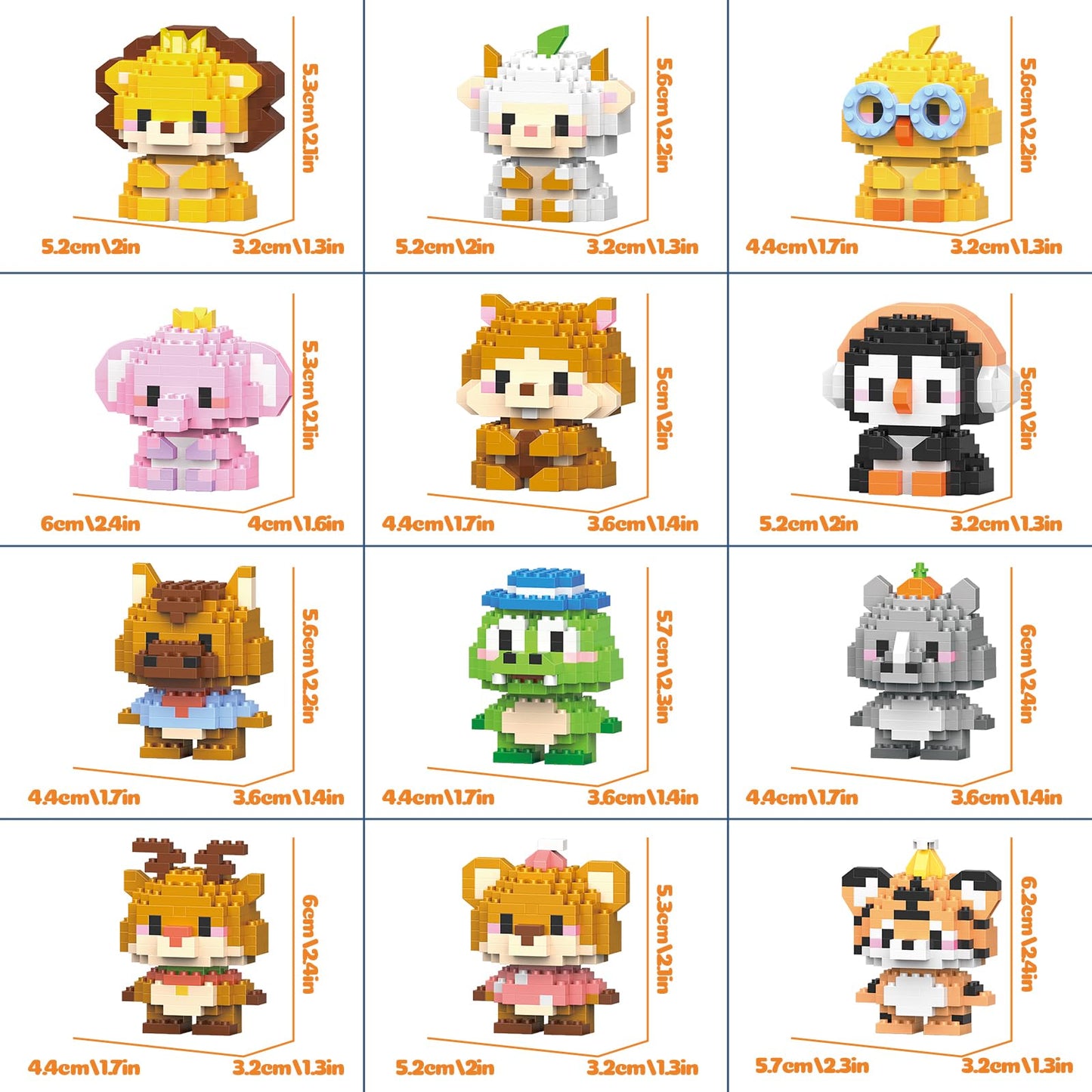 APENGBAOL 12 Pack Animals Building Block Sets,Micro Mini Animals Party Favors for Kids, Birthday Gift for Boy Girl(1,691 Pieces)