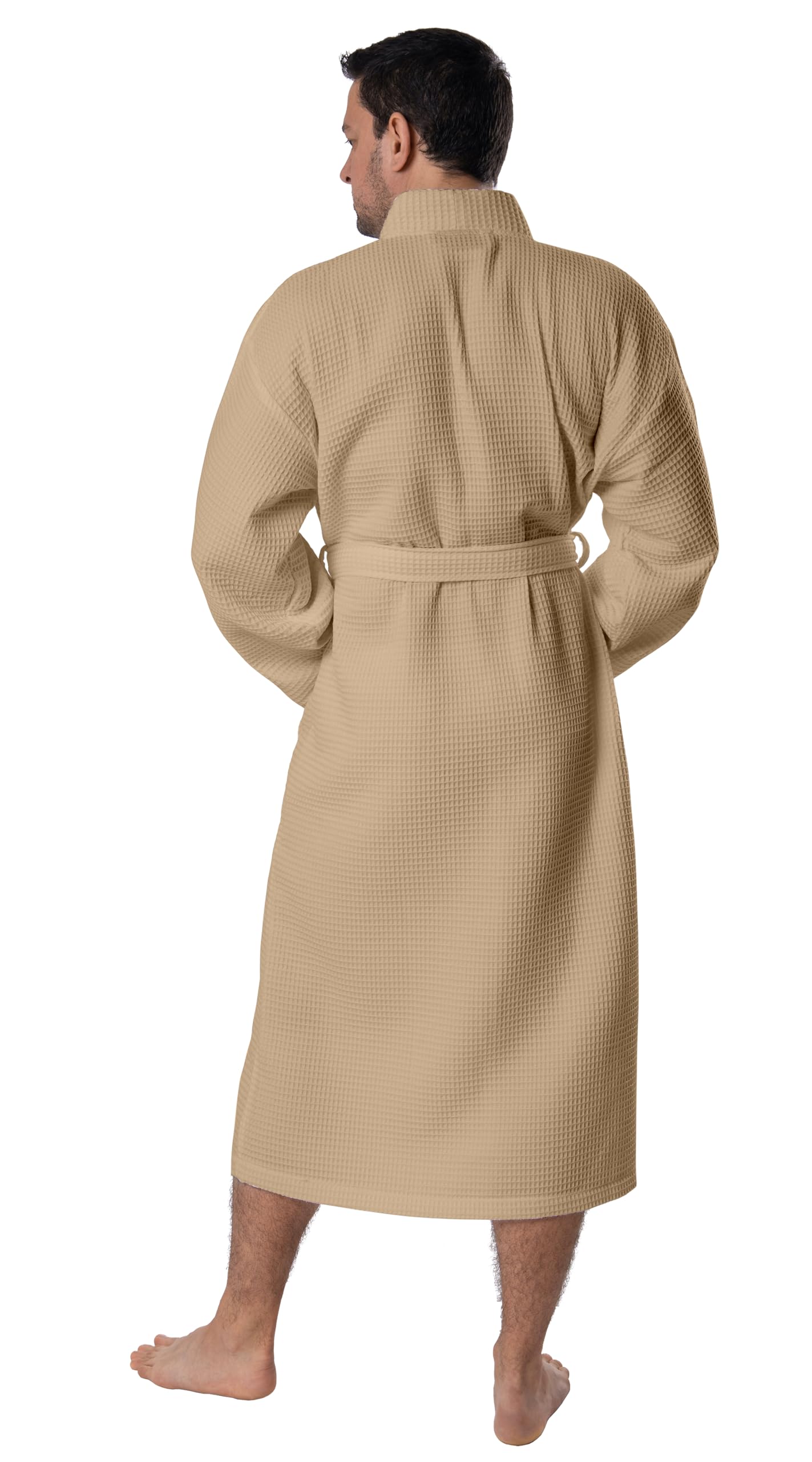 BAGNO MILANO Mens Robes, Waffle Robes For Men, Turkish Cotton Mens Bathrobes, Beige, Large-X-Large