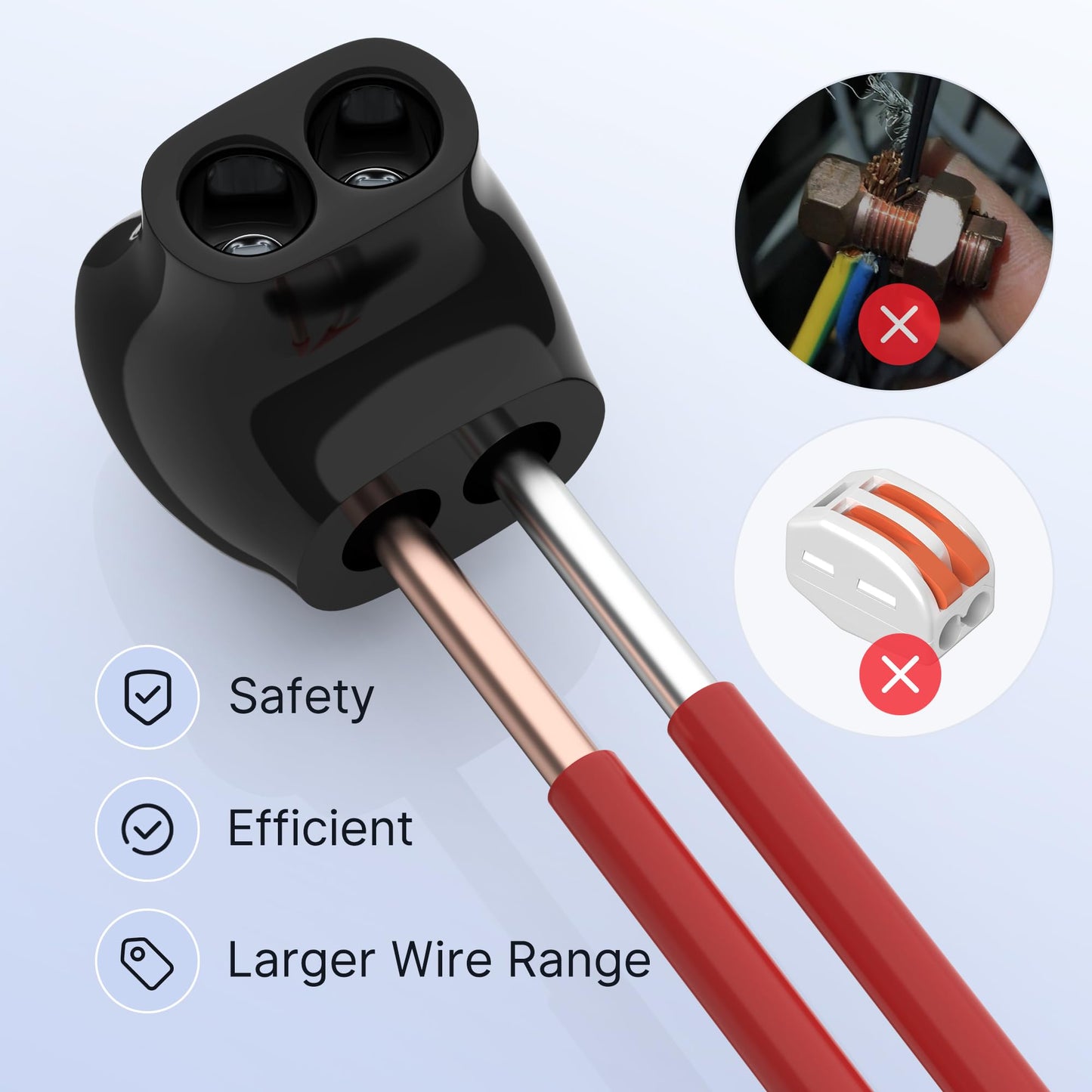 RVBOATPAT 2 Port Insulated Multi Tap Connector 4-14 AWG Aluminum to Copper Wire Connectors Single-Sided Entry Aluminum Wire Connectors Slotted Allen Hex - 5 Pack