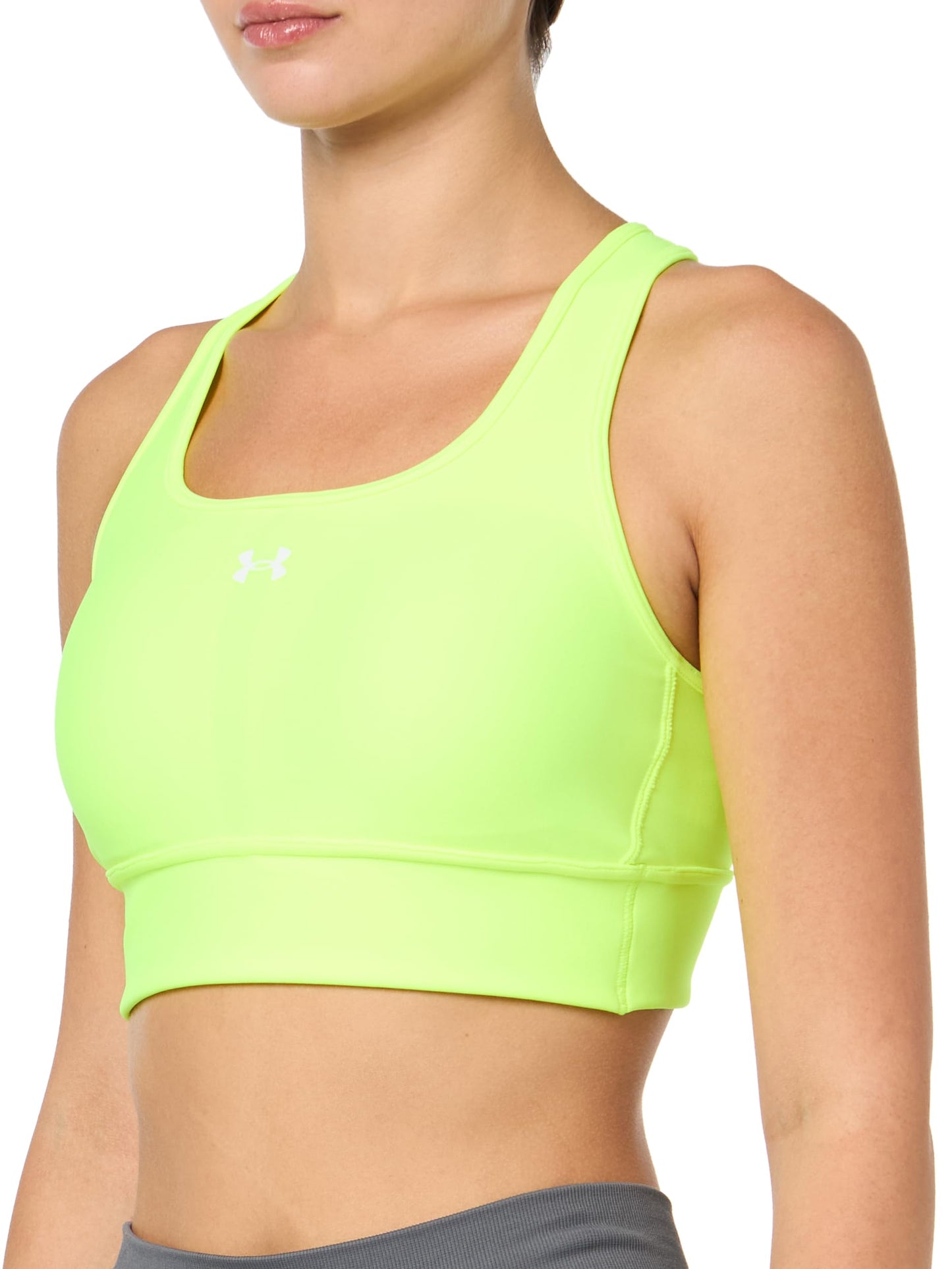 Under Armour Women's Crossback Longline Mid Impact Sports Bra, (731) High Vis Yellow / / White, Large