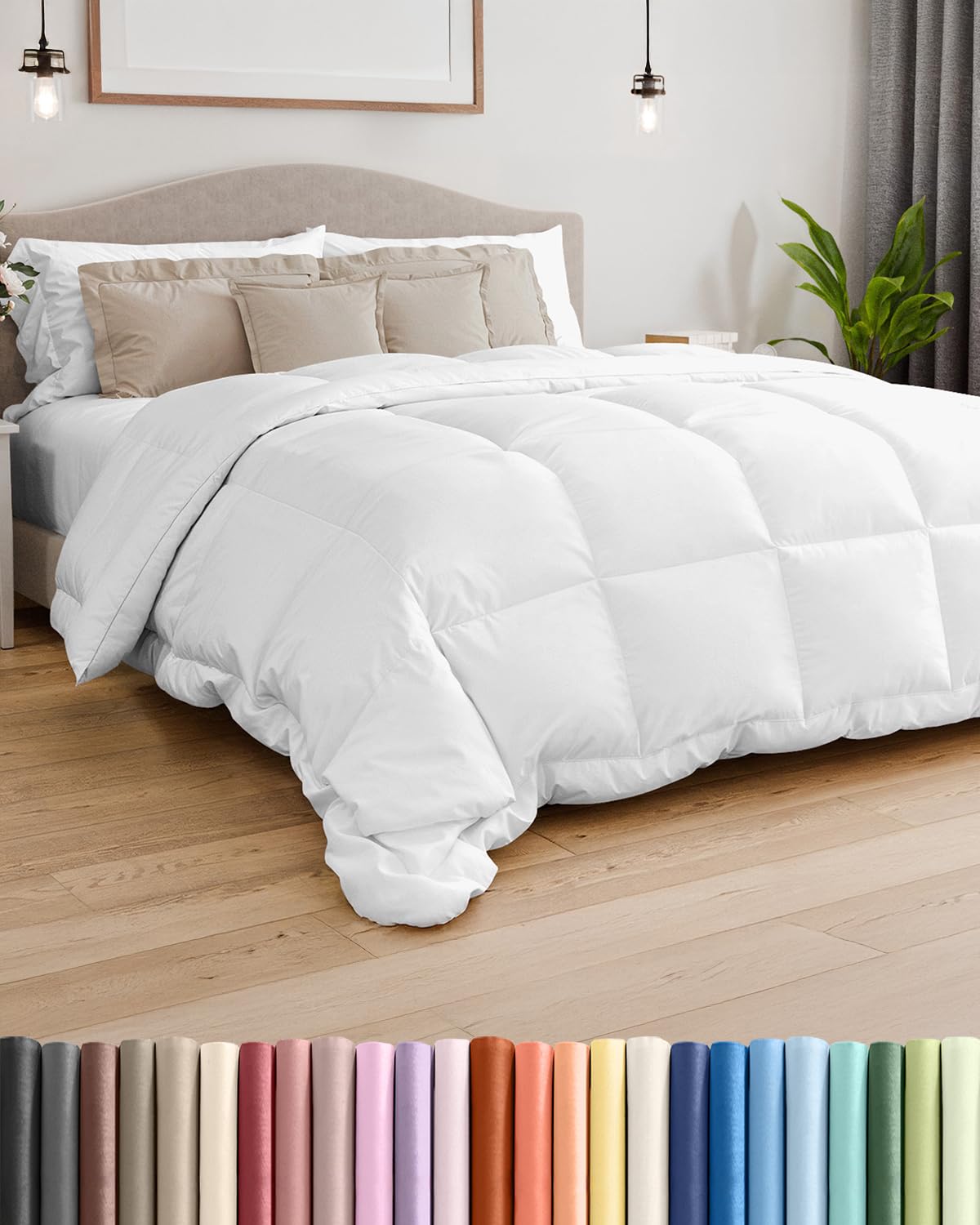 King Comforter Duvet Insert, White - Lightweight All-Season Down-Alternative Microfiber Comforter, 88x88 in (223cm), Box-Stitched with Corner Tabs, Soft Breathable Cooling Bedding, Comforter Only