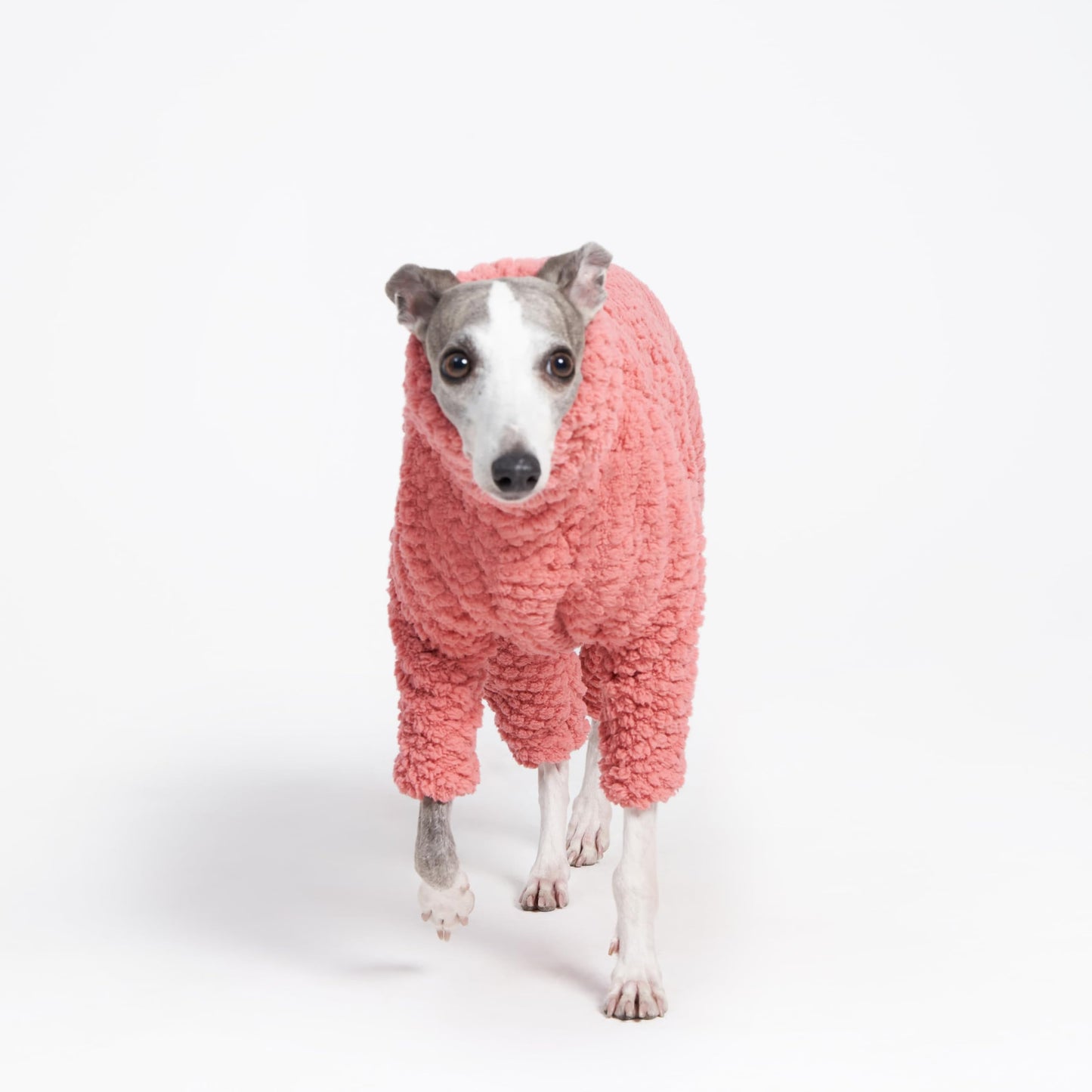 ESCCBOO Fluffy Soft Fleece Jumper Pyjamas for Italian Greyhound Whippet Dogs, Turtleneck Warm Fleece Dog Onesie, Coat, Jammies, Jumpsuit, Romper (Pink, X-Large)