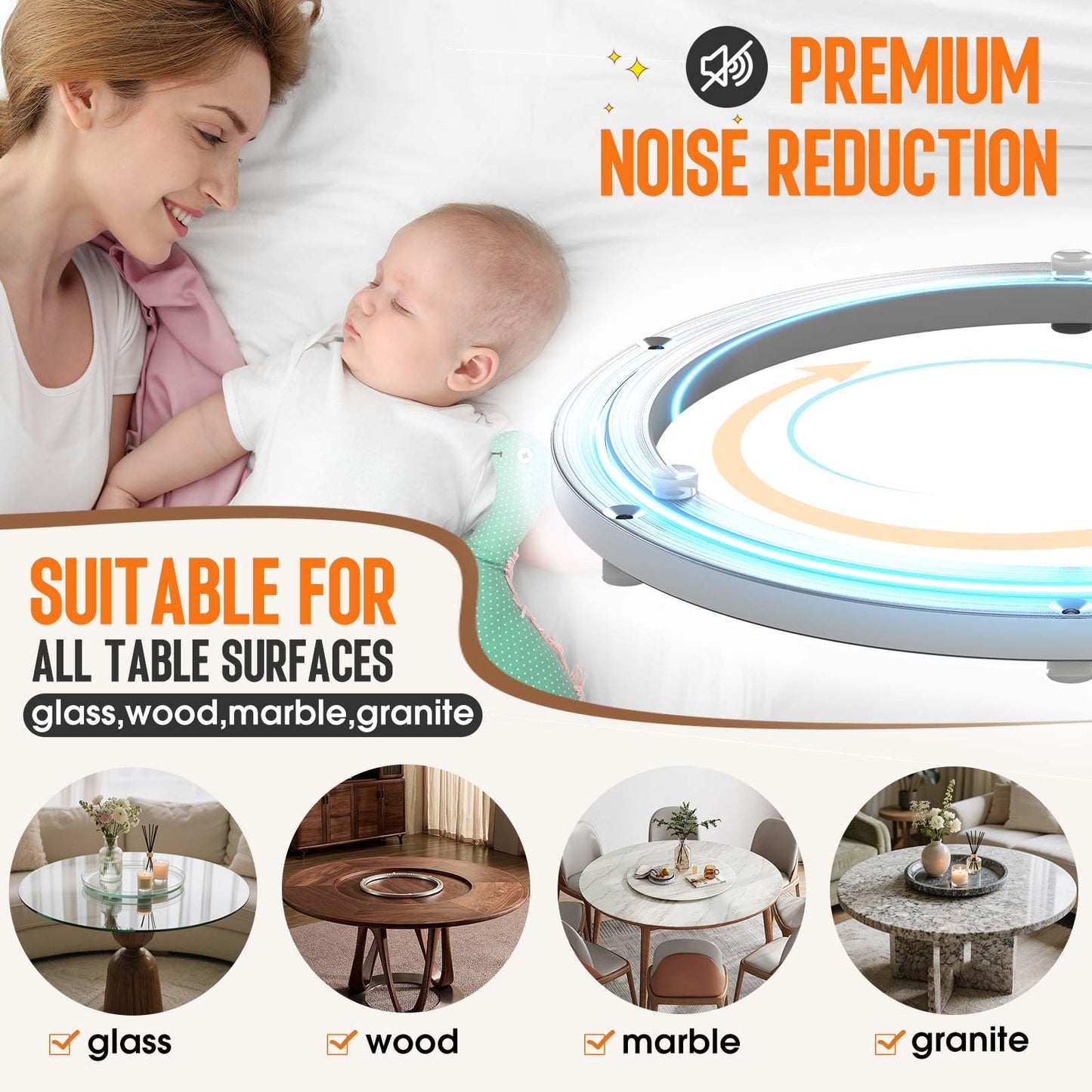 Heavy Duty Lazy Susan Turntable Bearing 18 Inch, 500lbs Capacity Rotating Swivel Plate for Round Table, Heavy Duty Swivel Base for Dining Room Kitchen