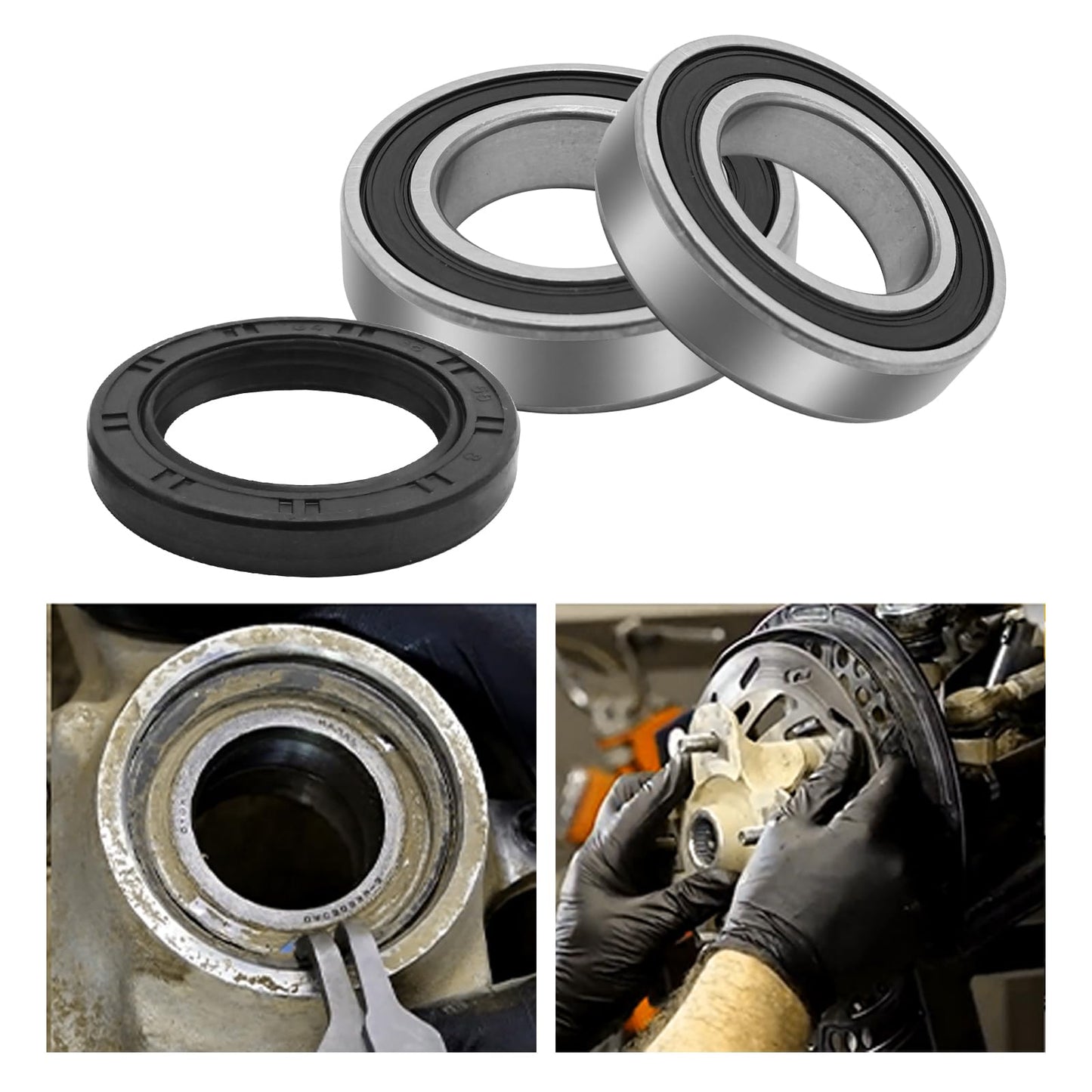 CADUFUELLY Rear Axle Wheel Bearing Kit with Seals 3 pcs Replacement for ATV Foreman Rubicon 500 2001-2014 Rancher 350 400 Foreman 450 TRX500 TRX 500 TRX450 TRX400 TRX350