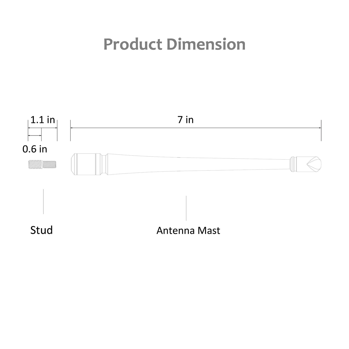 Rydonair Antenna Compatible with 2012-2024 Dodge Ram 1500 | 7 inches Rubber Antenna Replacement | Designed for Optimized FM/AM Reception