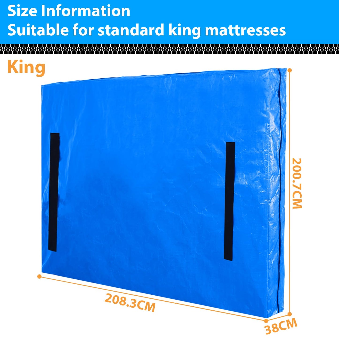 Mattress Bag for Moving, Extra Thick King Mattress Moving Bag with 8 Strong Carrying Handles,Heavy Duty Mattress Bag with Zipper,Reusable Waterproof Mattress Cover Mattress Protector - King Size