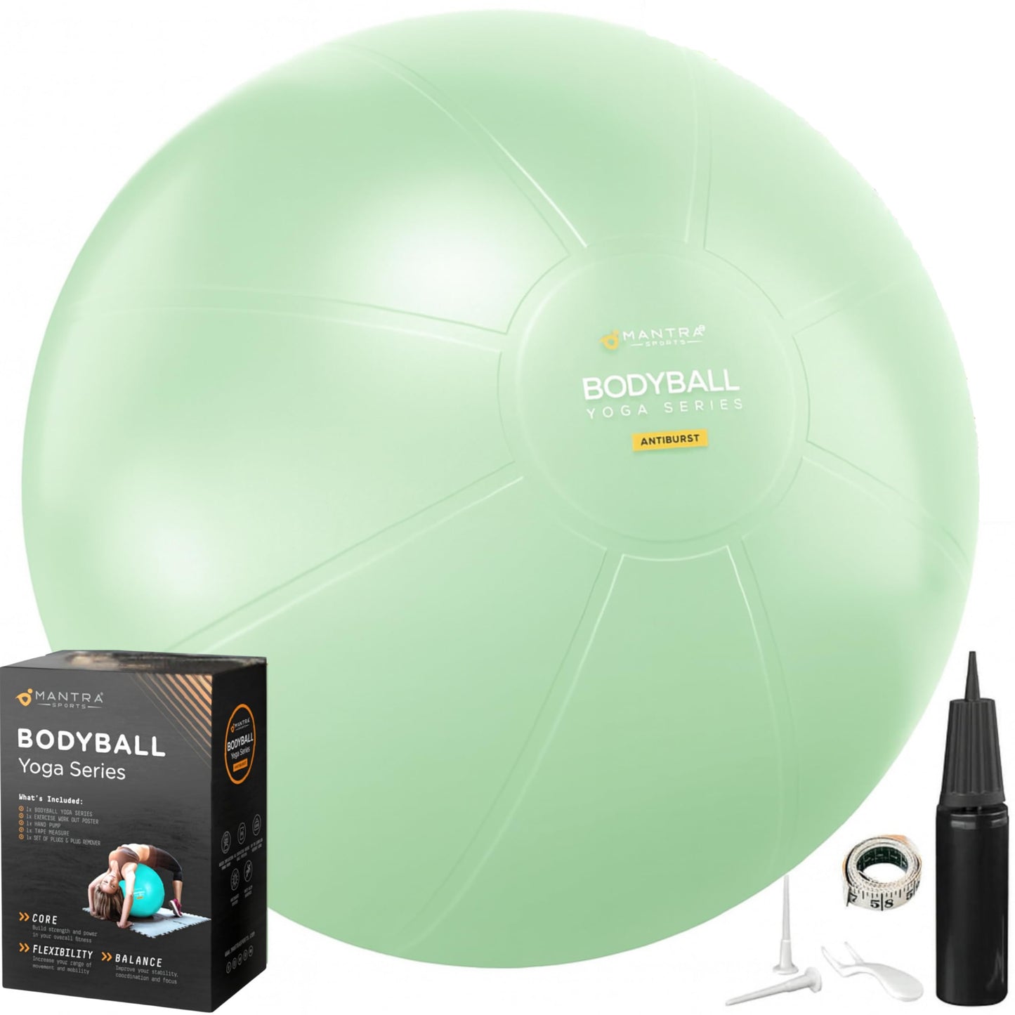 Exercise Ball - Yoga Ball Chair for Pilates, Home Fitness & Gym Workout. Extra Thick Pregnancy Ballon for Labor, Balance, Stability & Birthing - Swiss Ballon Exercice for Adults with Pump & Wall Chart